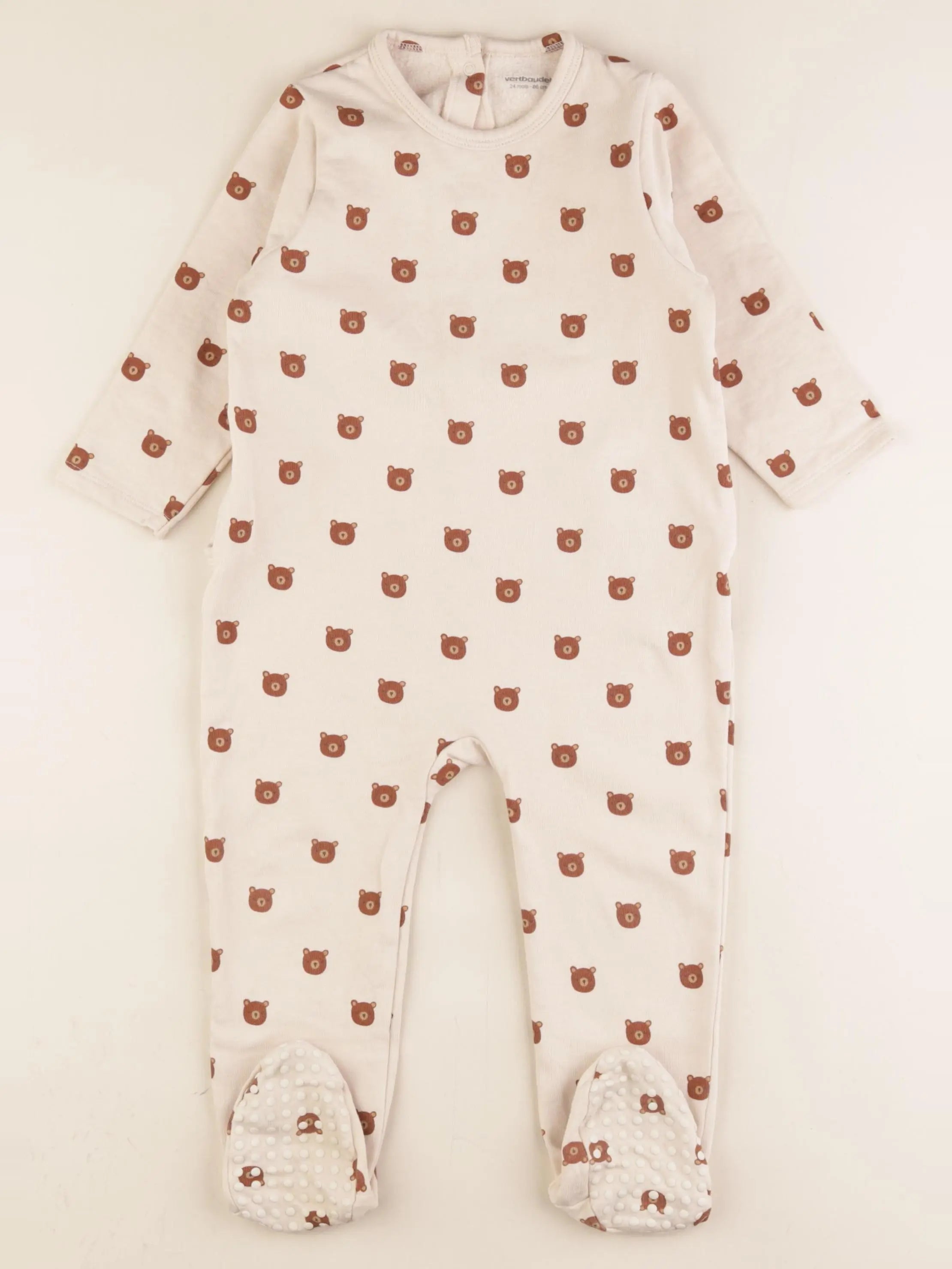 Vertbaudet - pyjama coton beige, marron - 24 mois