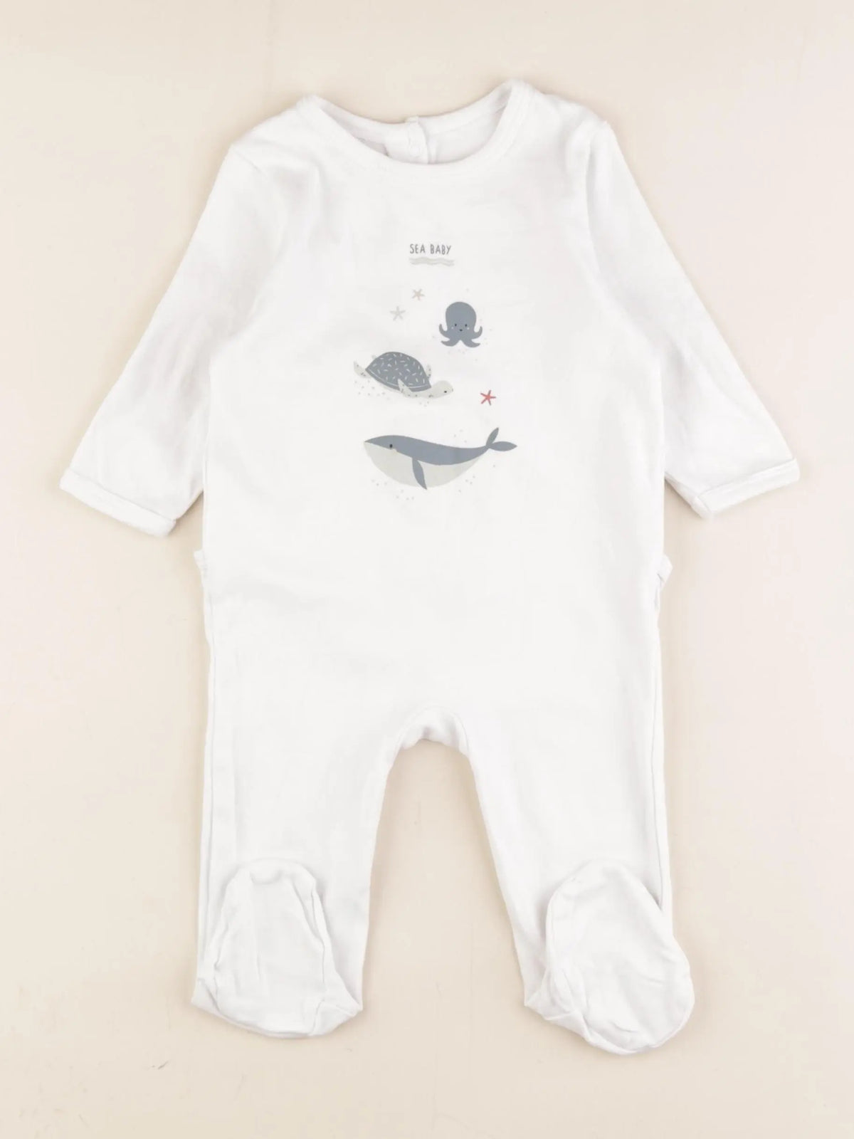 Vertbaudet - pyjama coton blanc - 6 mois