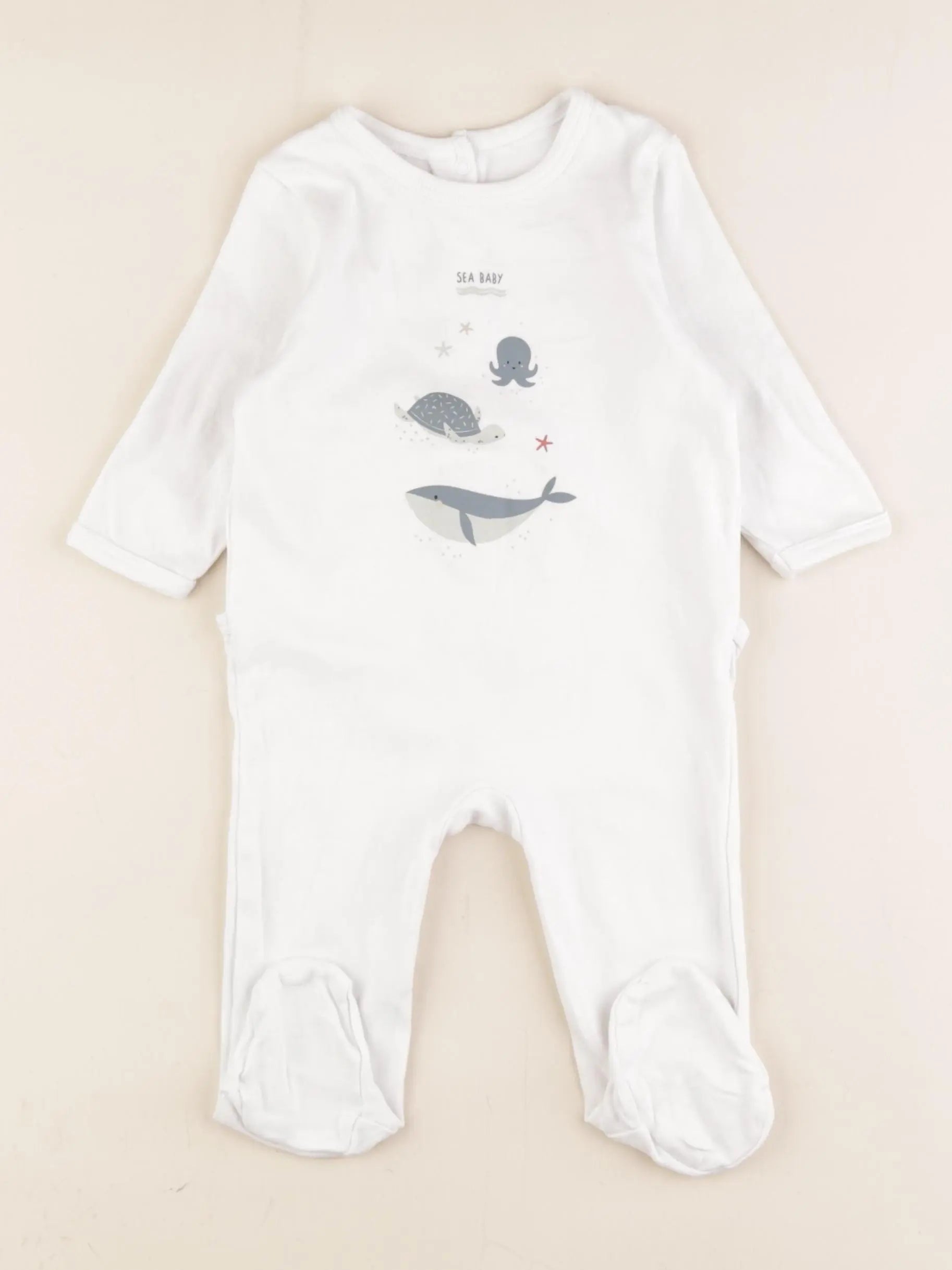 Vertbaudet - pyjama coton blanc - 6 mois