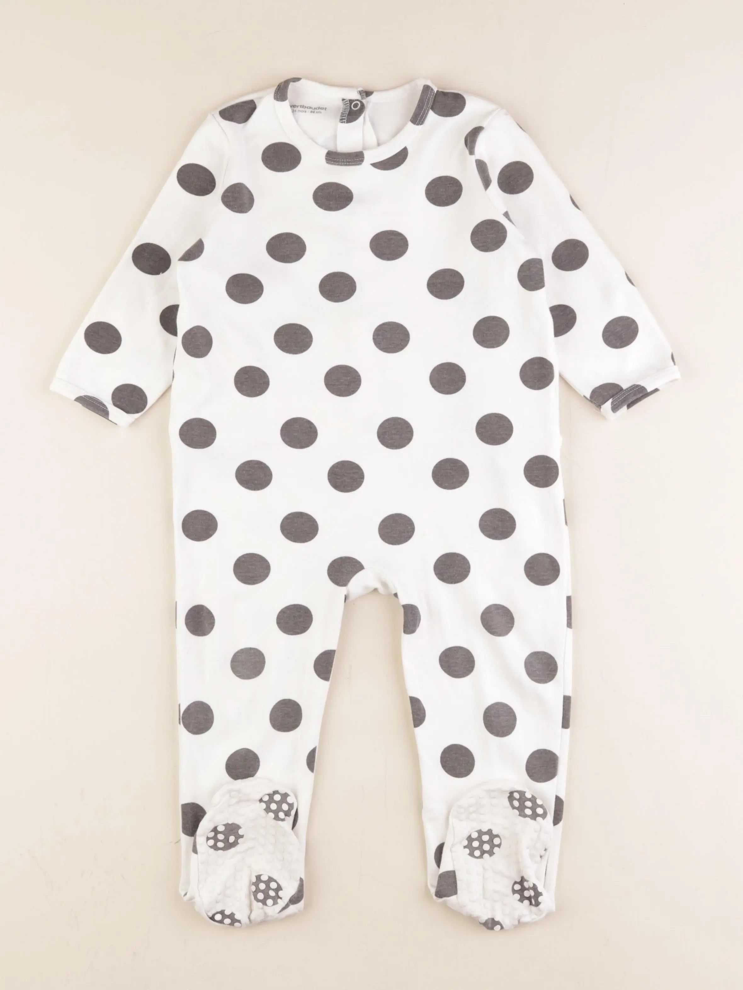 Vertbaudet - pyjama coton blanc, noir - 24 mois