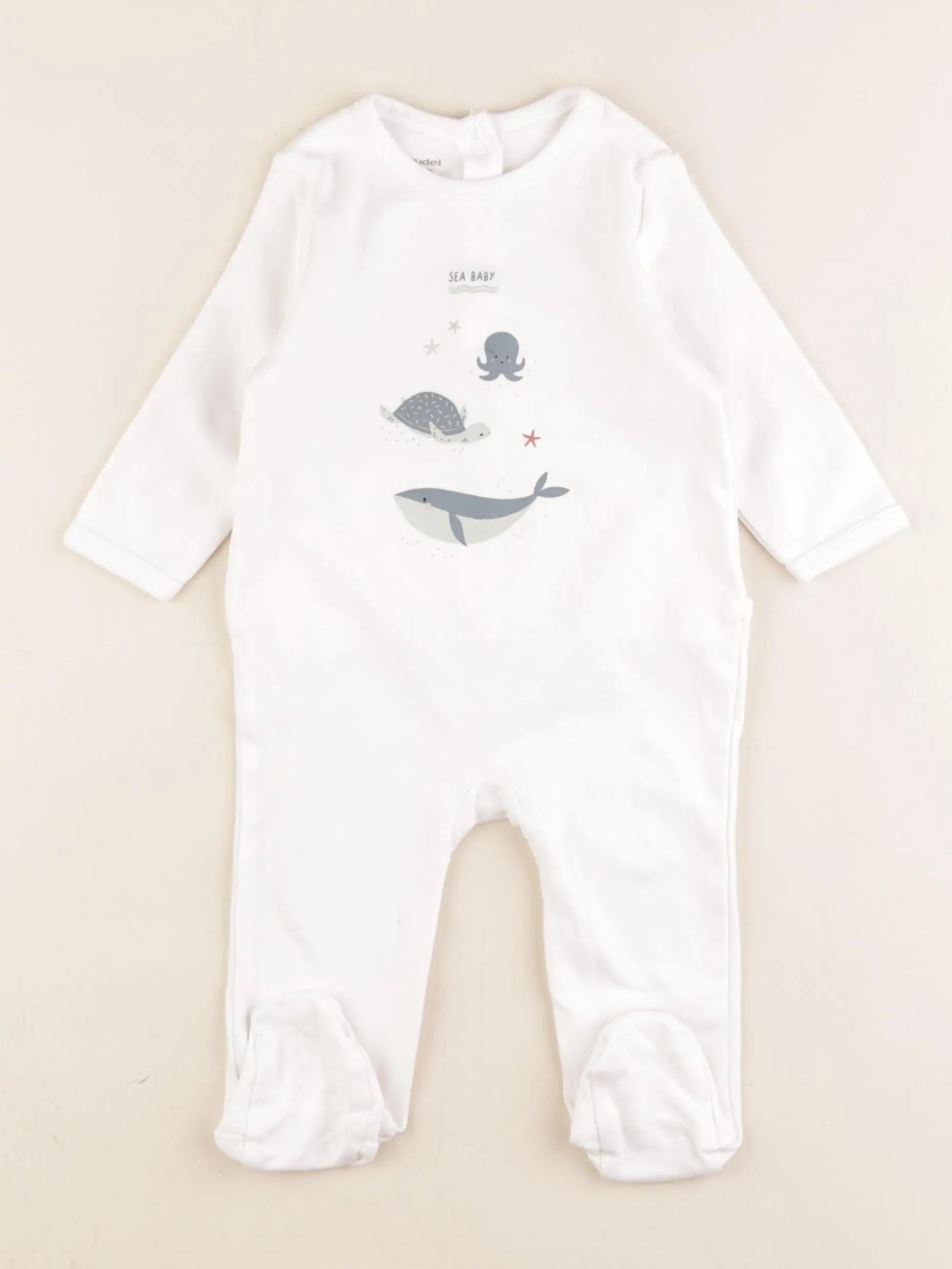 Vertbaudet - pyjama coton blanc - 6 mois