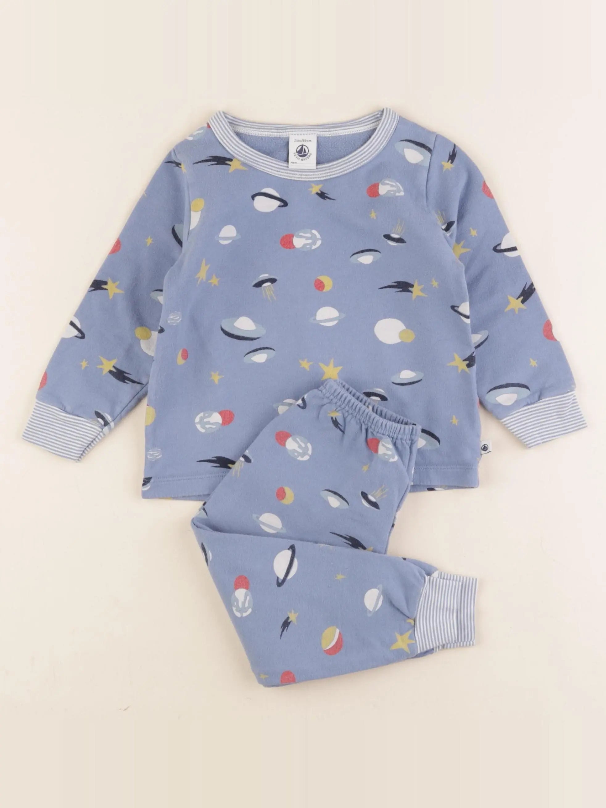 Petit Bateau - pyjama coton bleu - 2 ans