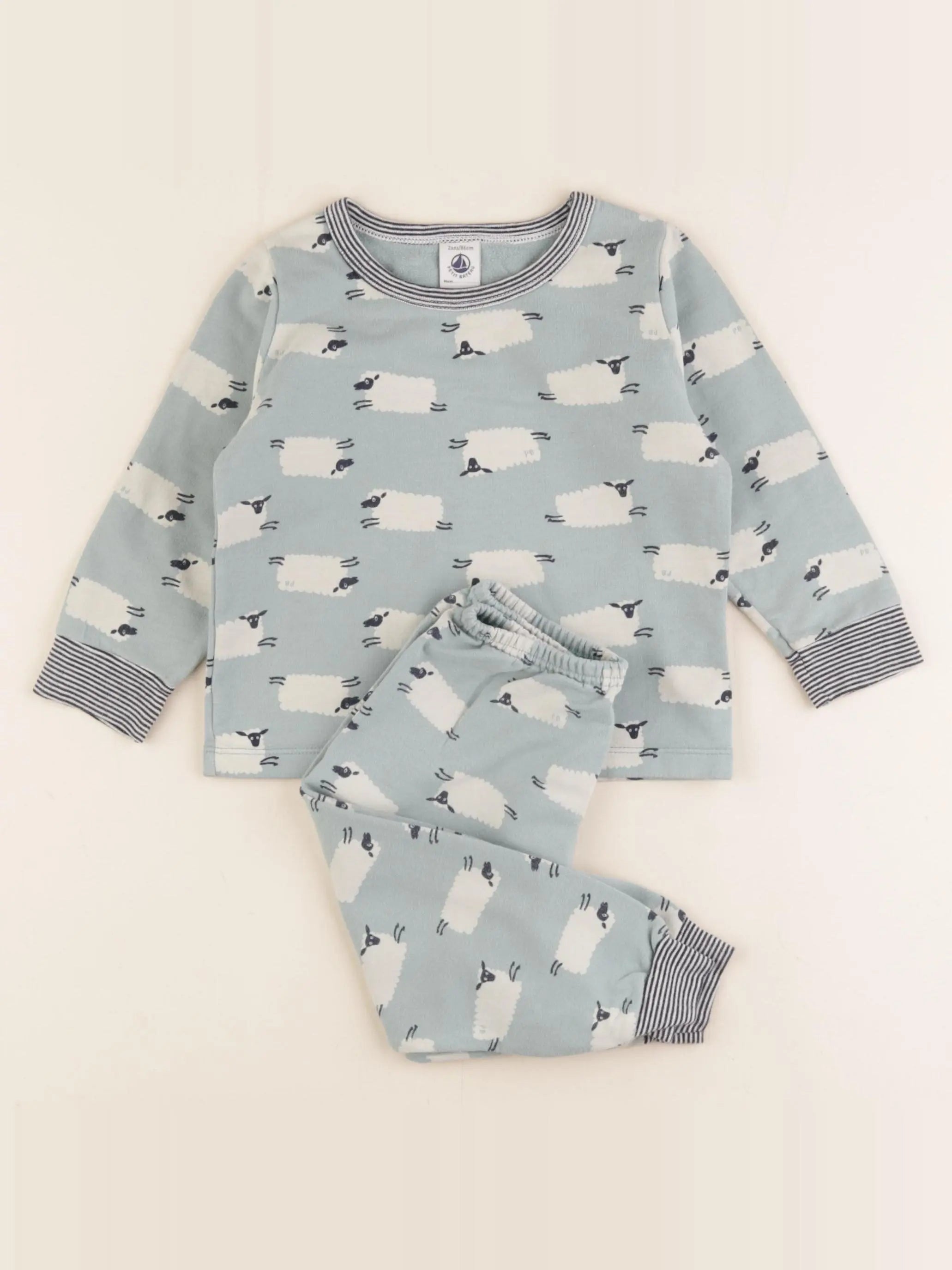 Petit Bateau - pyjama coton vert - 2 ans