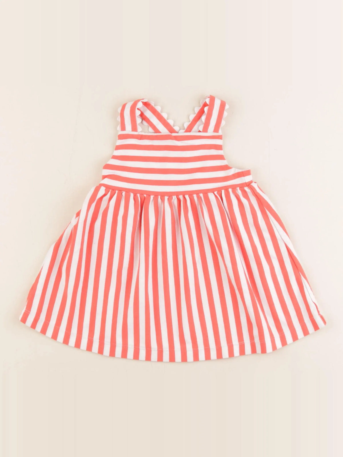Jacadi - robe orange, blanc - 12 mois