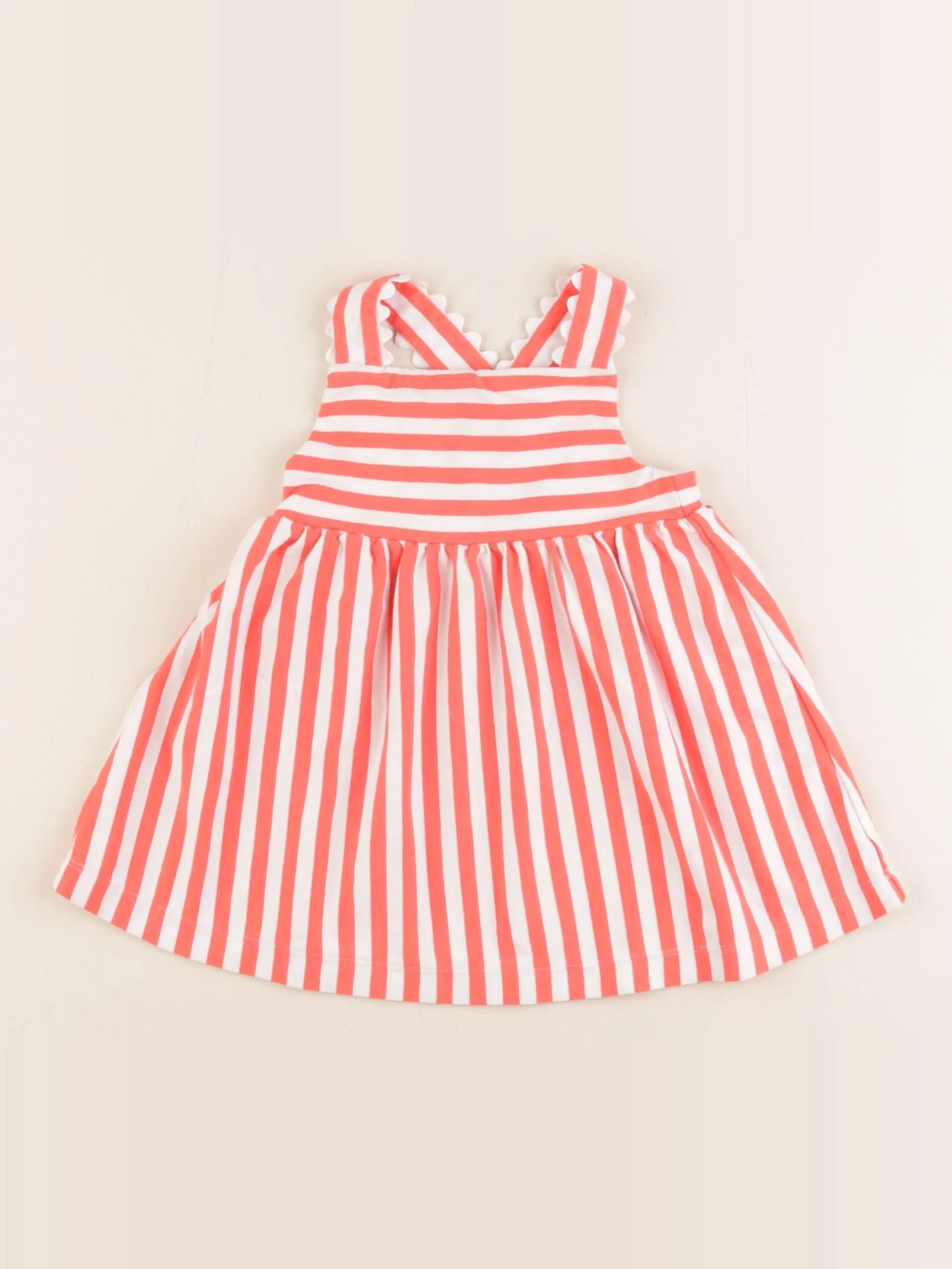 Jacadi - robe orange, blanc - 12 mois