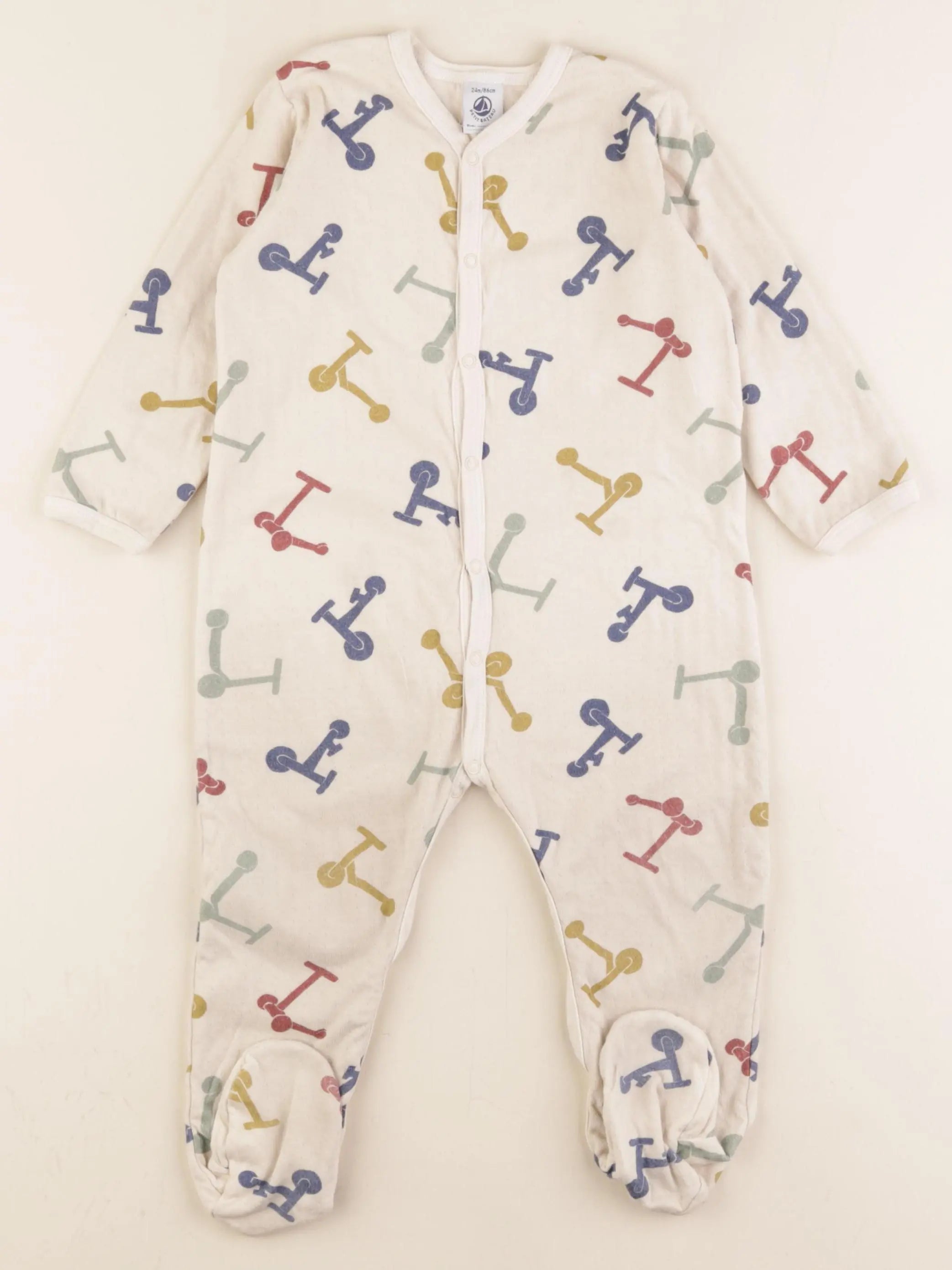Petit Bateau - pyjama coton beige - 24 mois