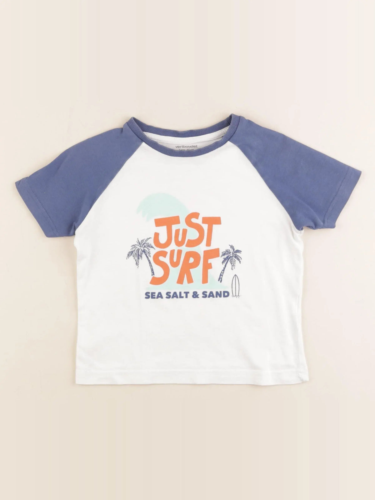 Vertbaudet - tee-shirt blanc, bleu - 3 ans