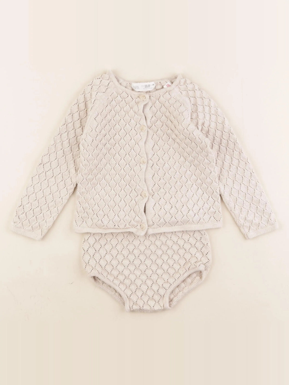Zara - ensemble beige - 12/18 mois