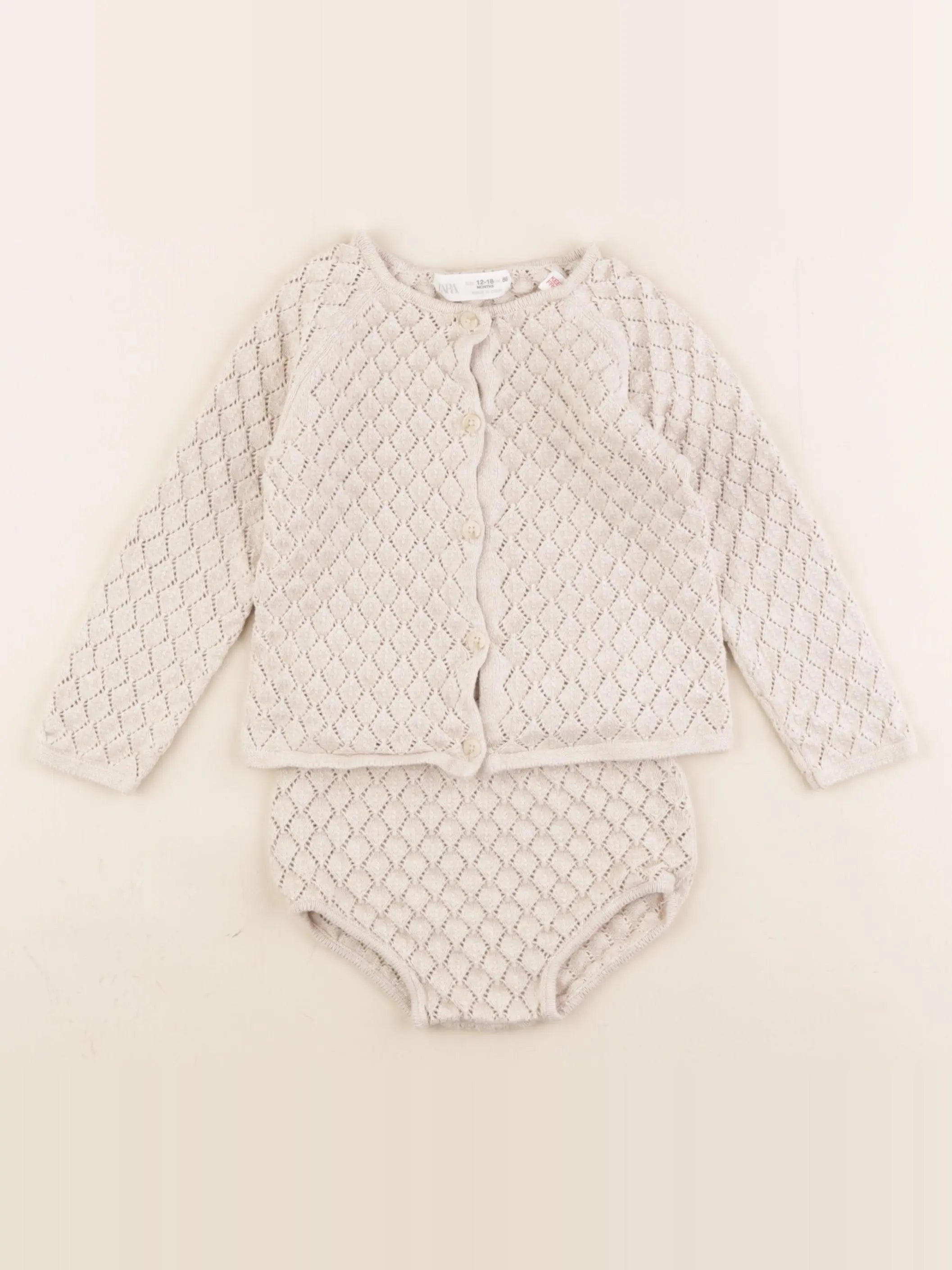 Zara - ensemble beige - 12/18 mois