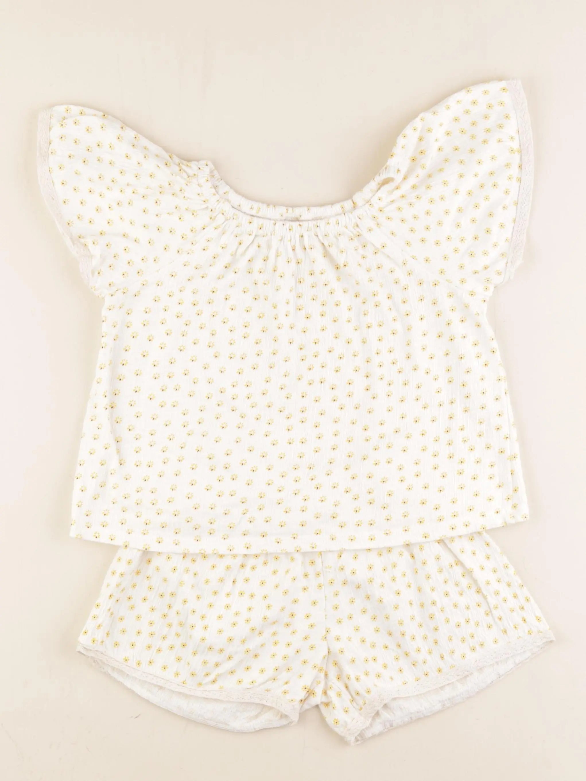 Zara - pyjama coton blanc, jaune - 2 ans