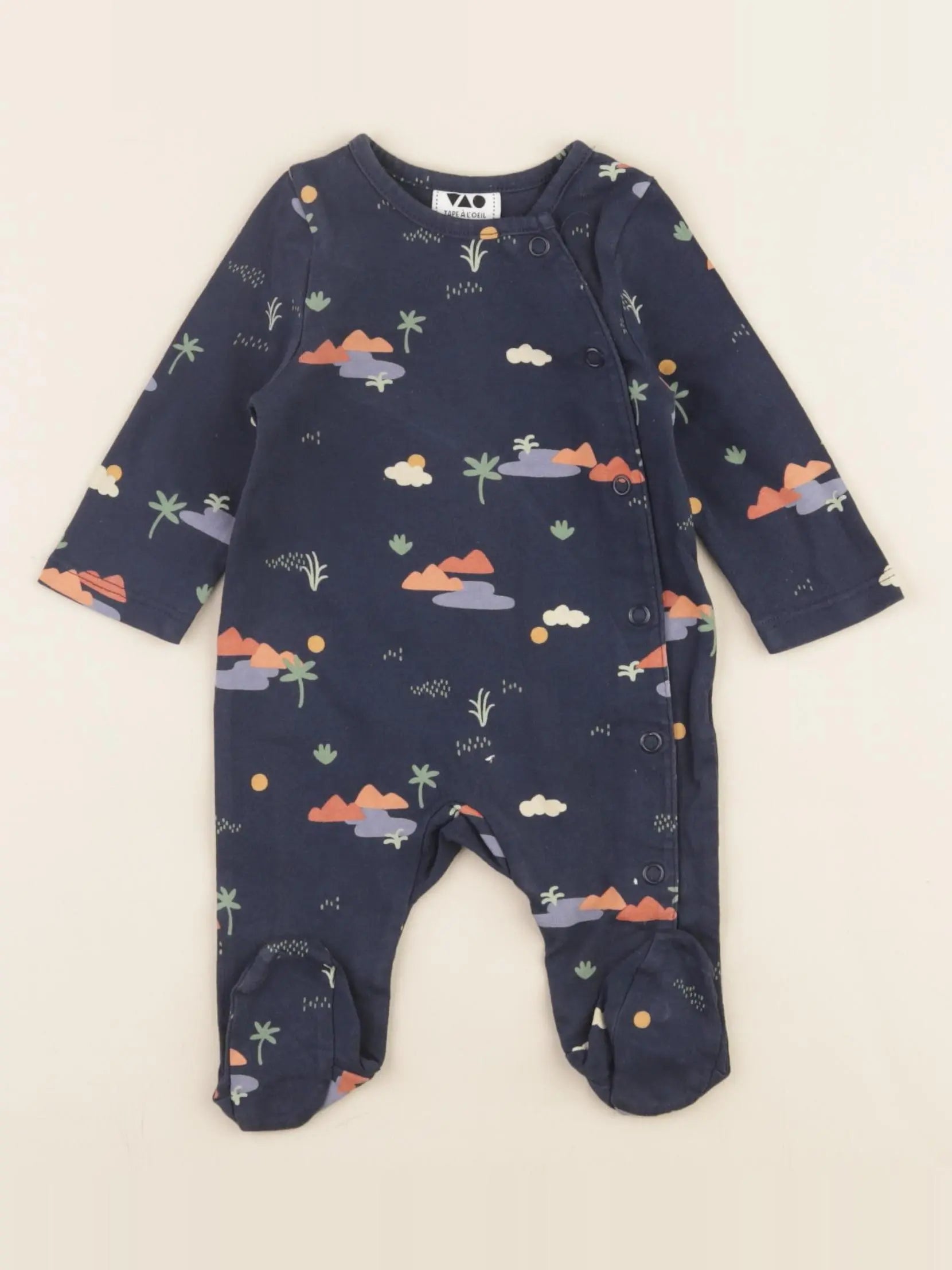 Tape à l'oeil - pyjama coton bleu - 1 mois