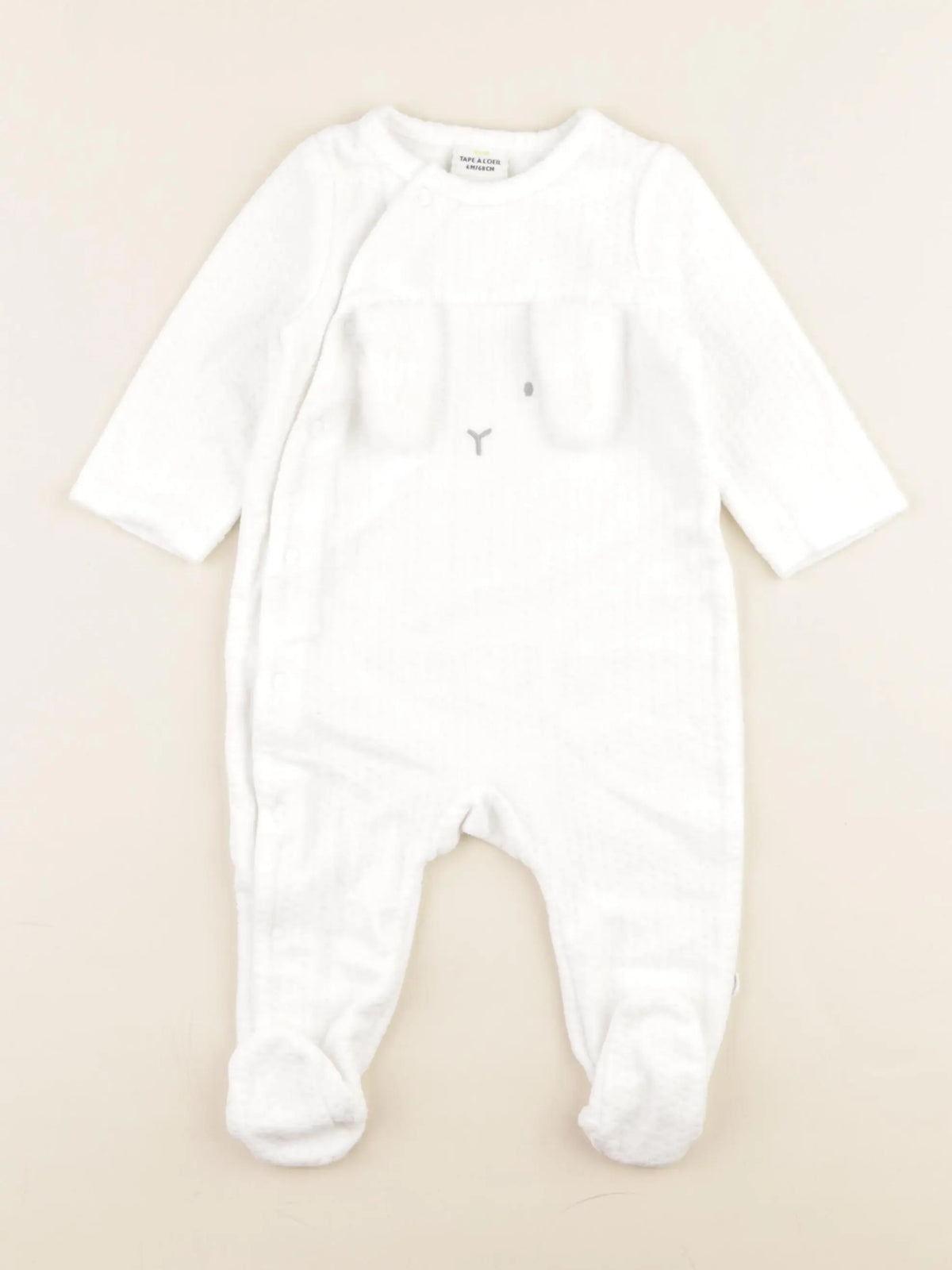 Tape à l'oeil - pyjama velours blanc - 6 mois