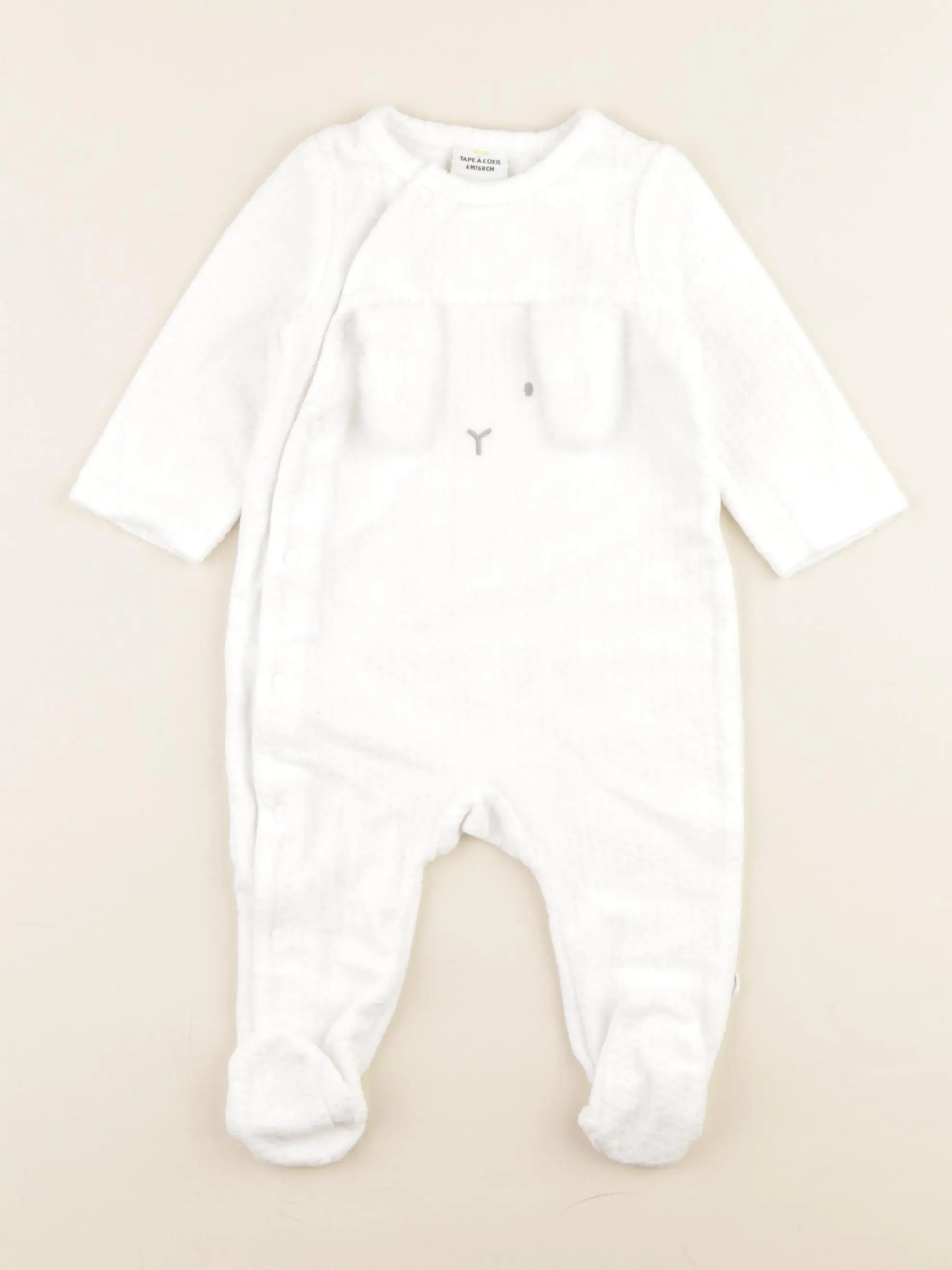 Tape à l'oeil - pyjama velours blanc - 6 mois