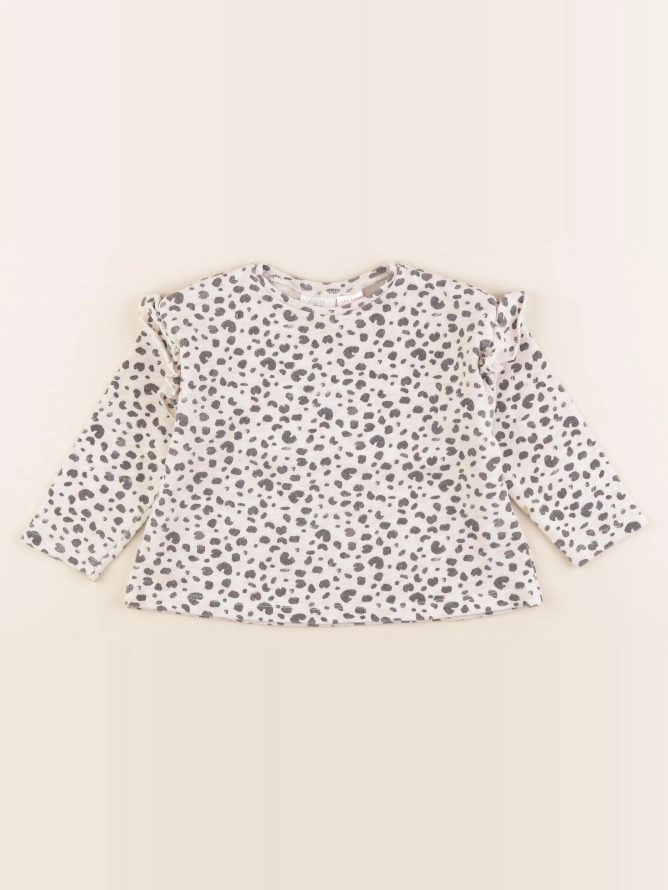 Zara - sweat beige, noir - 9/12 mois