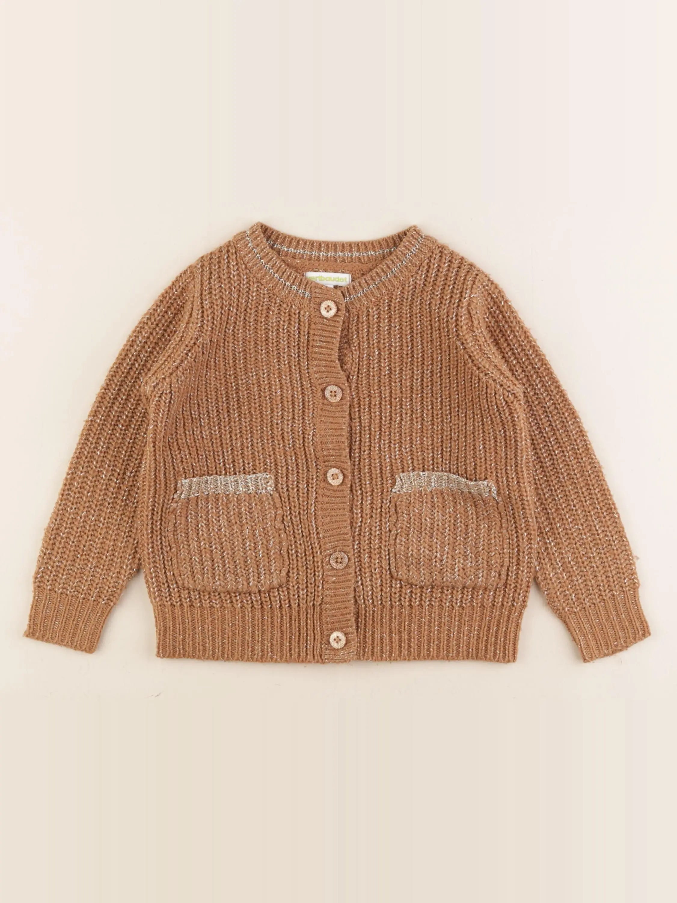 Vertbaudet - gilet marron, or - 4 ans