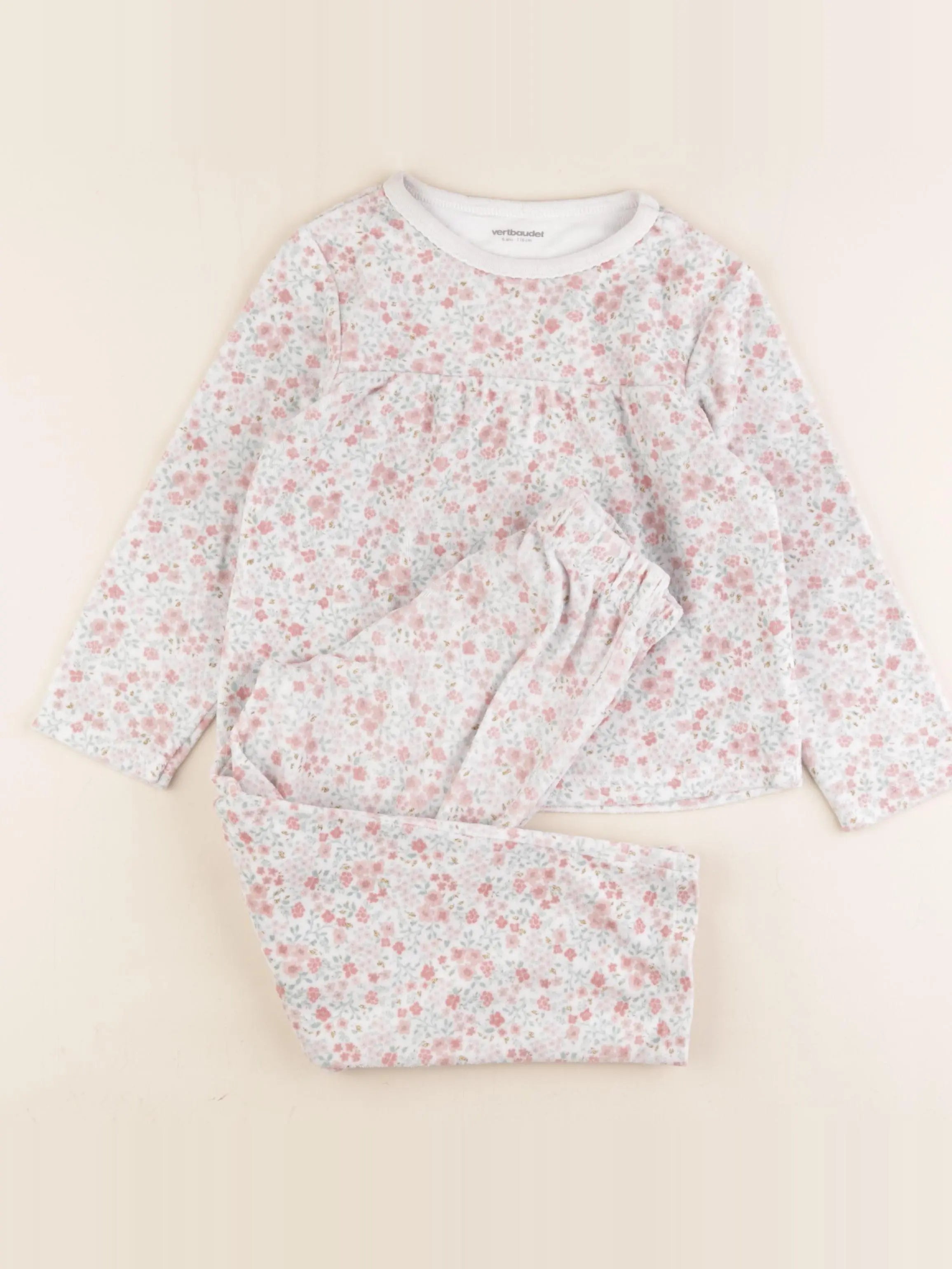 Vertbaudet - pyjama velours multicolore - 6 ans