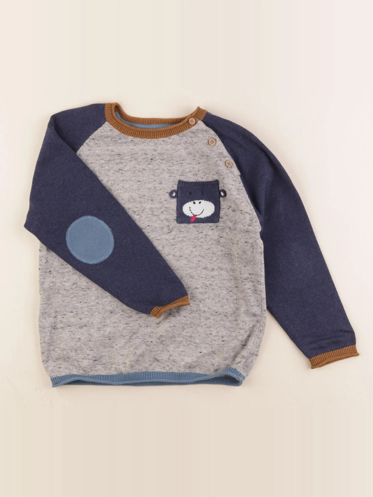 Next - pull bleu, gris - 4/5 ans