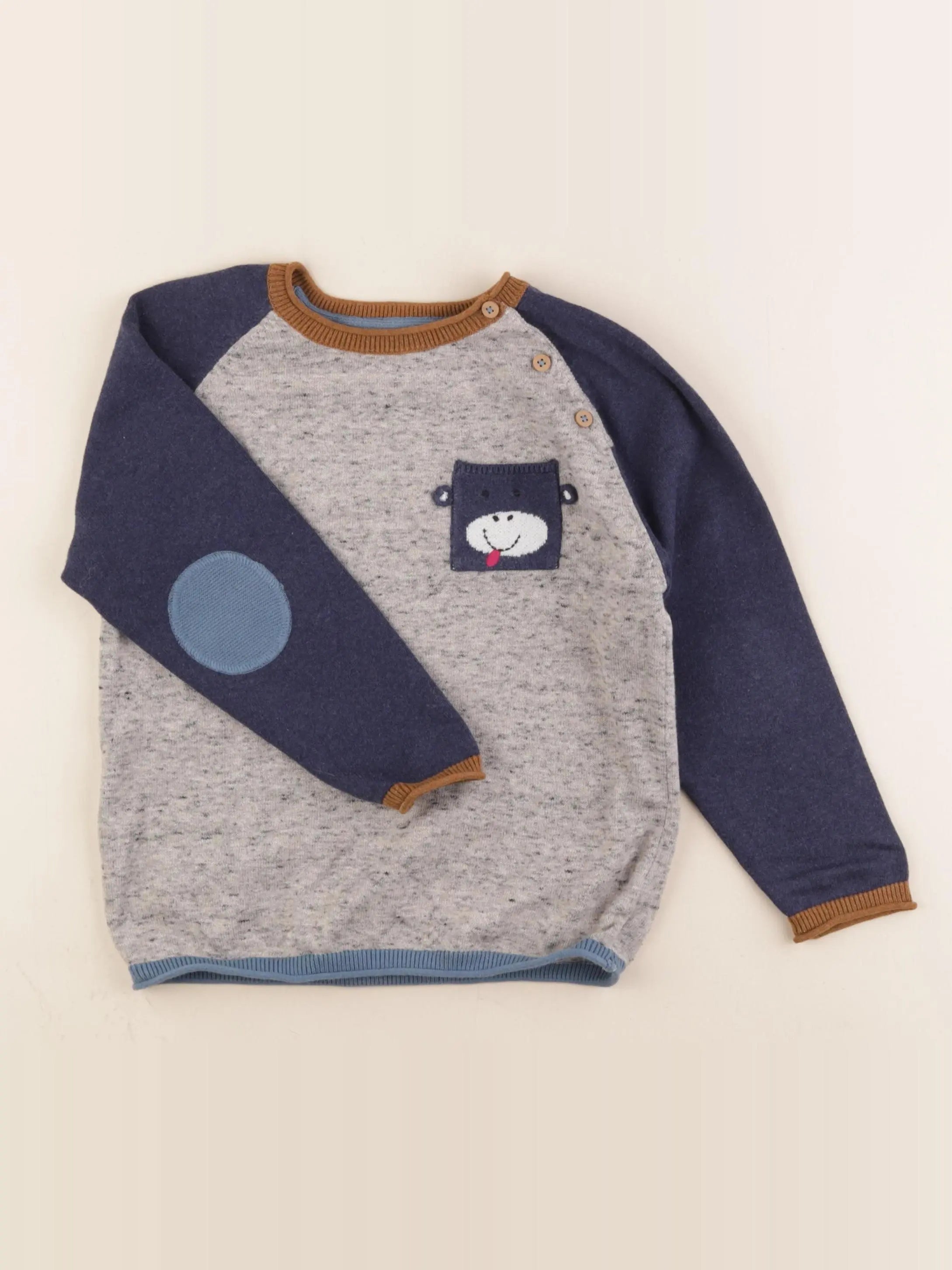 Next - pull bleu, gris - 4/5 ans