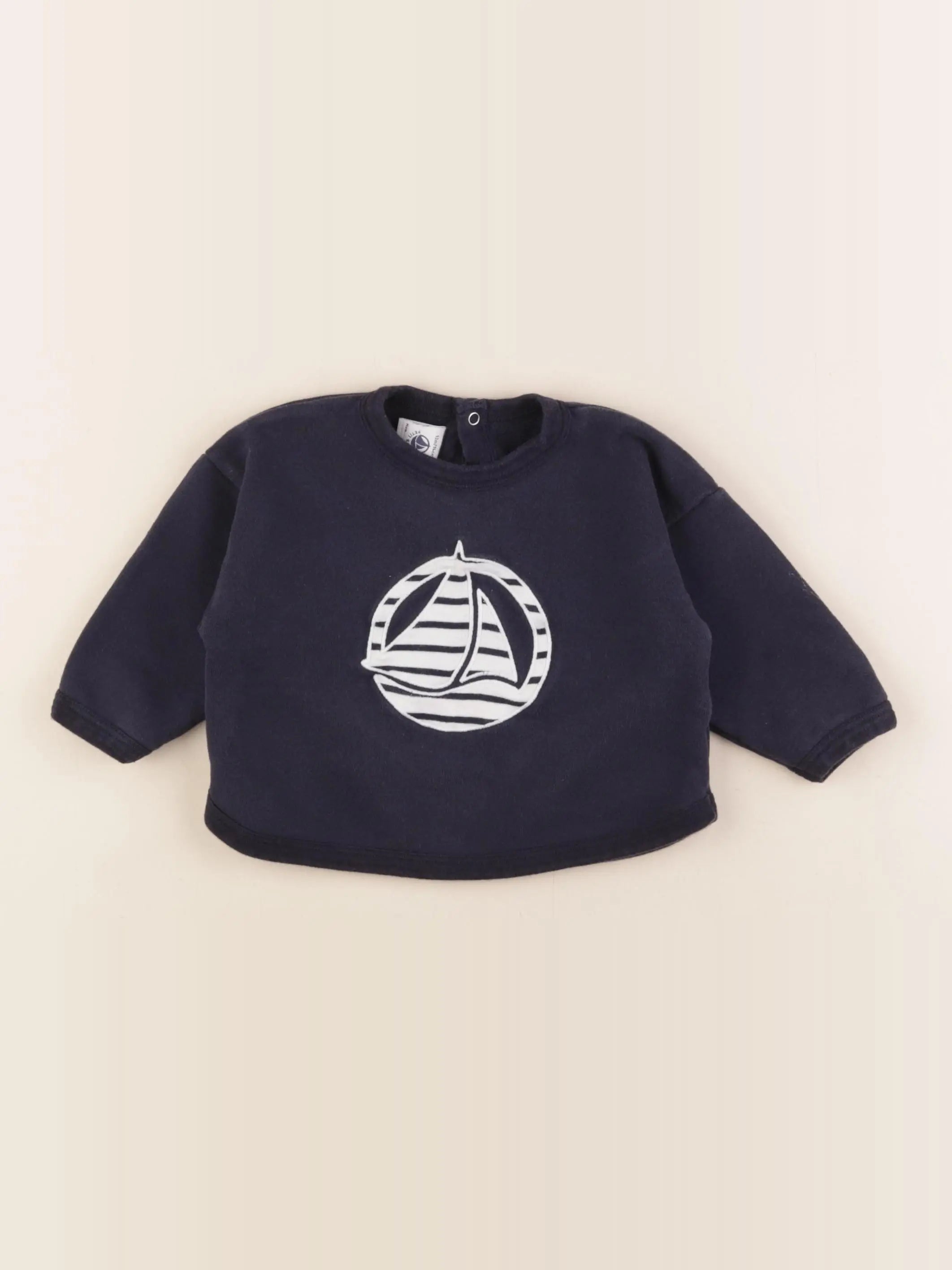 Petit Bateau - sweat bleu - 12 mois