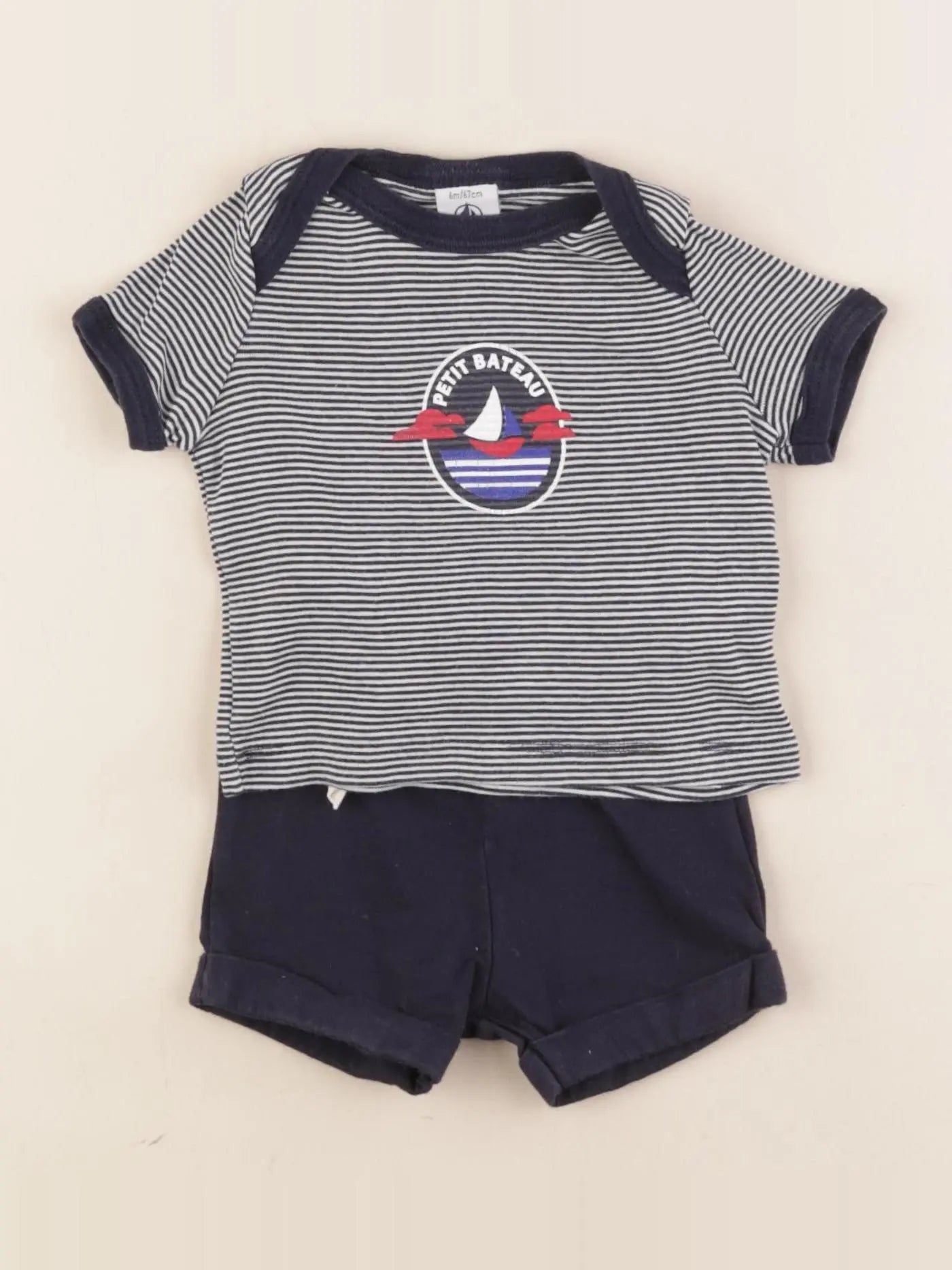Petit Bateau - pyjama coton bleu - 6 mois