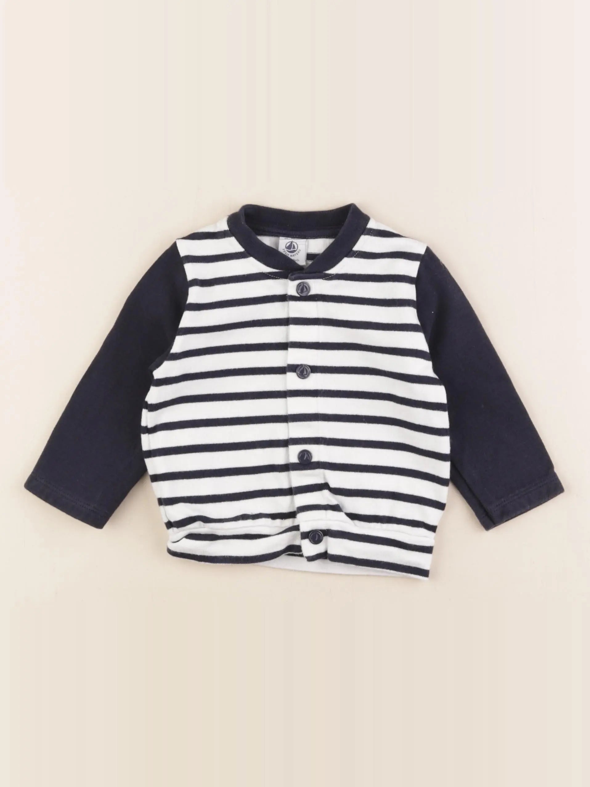 Petit Bateau - sweat bleu, blanc - 12 mois