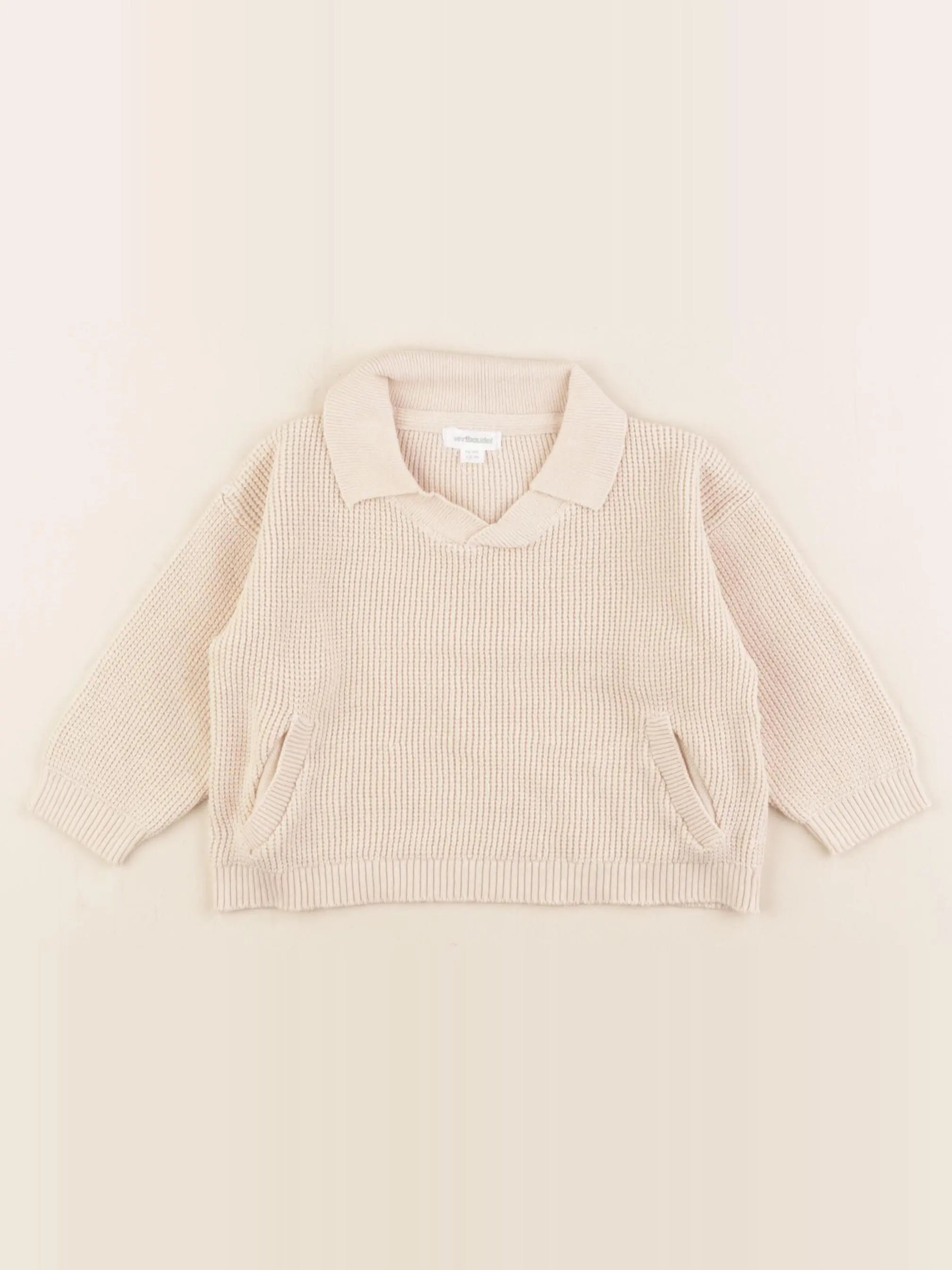 Vertbaudet - pull beige - 12 mois