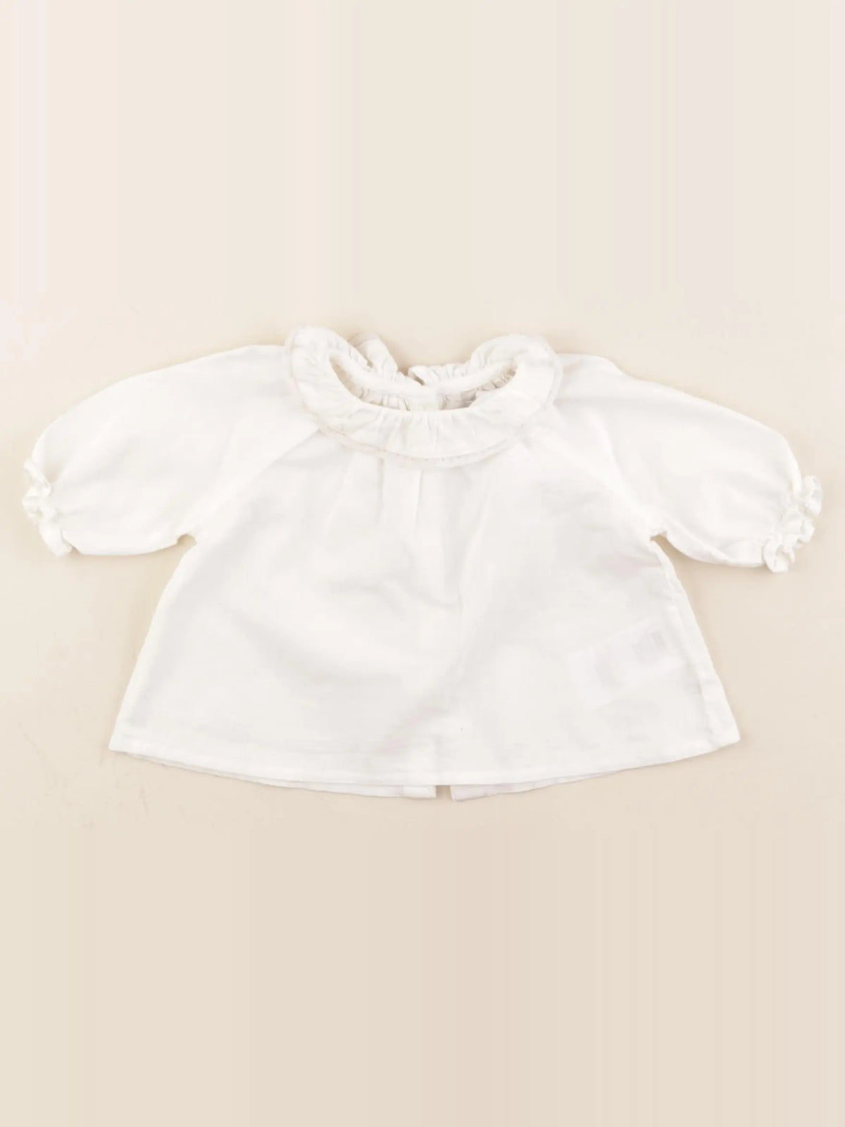 Bonnet à Pompon - blouse blanc - 3 mois