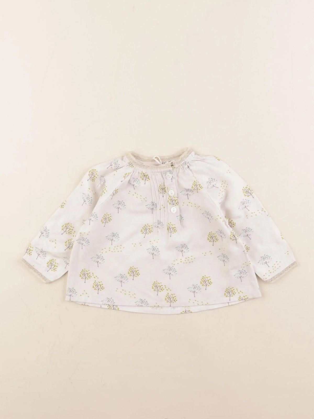 Bonnet à Pompon - blouse beige - 3 mois