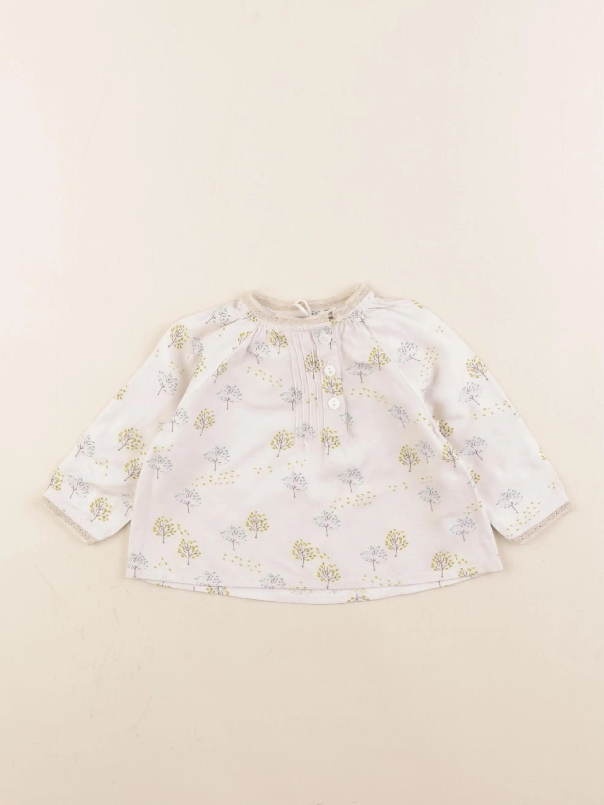 Bonnet à Pompon - blouse beige - 3 mois