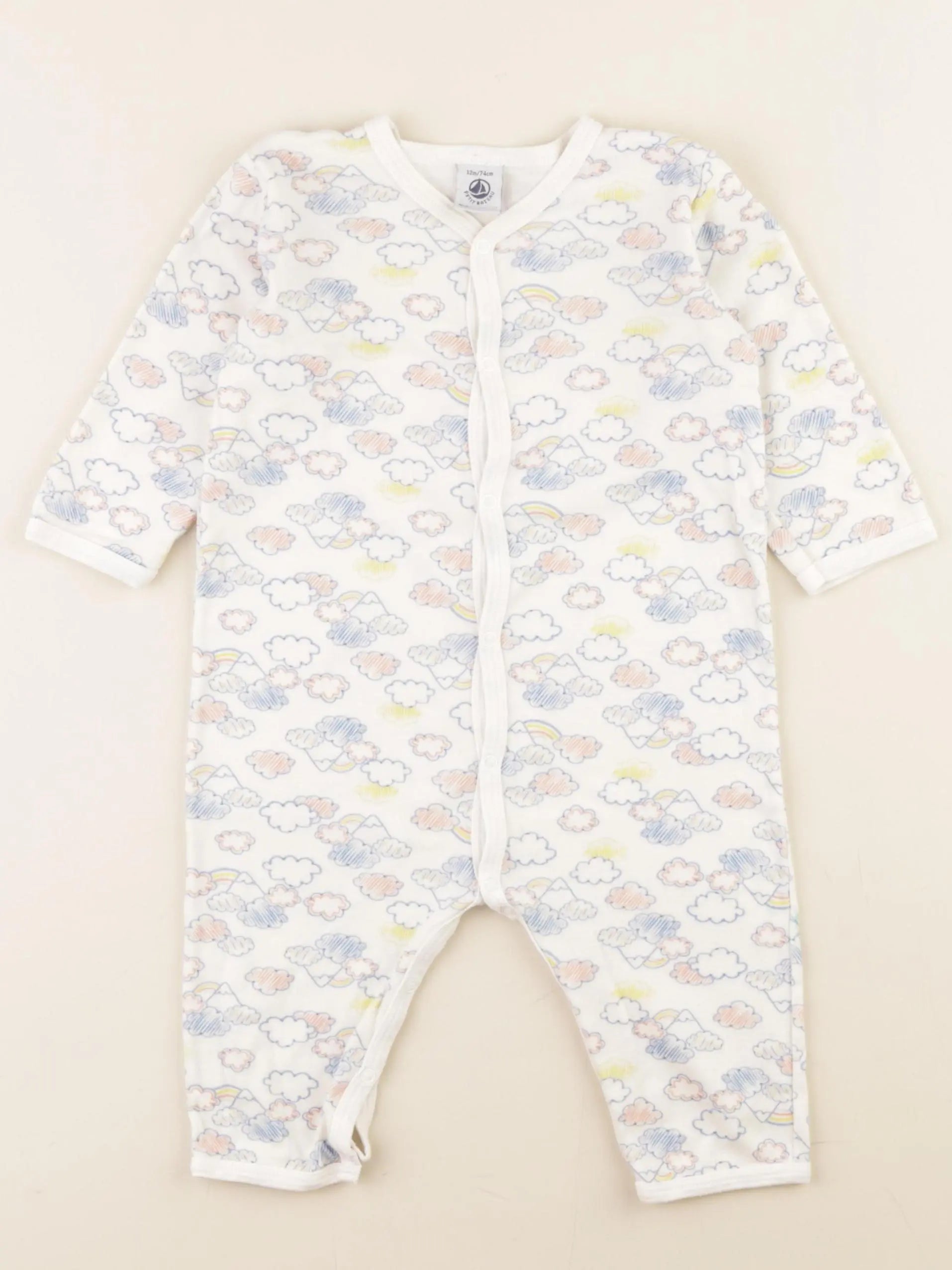 Petit Bateau - pyjama coton beige, multicolore - 12 mois