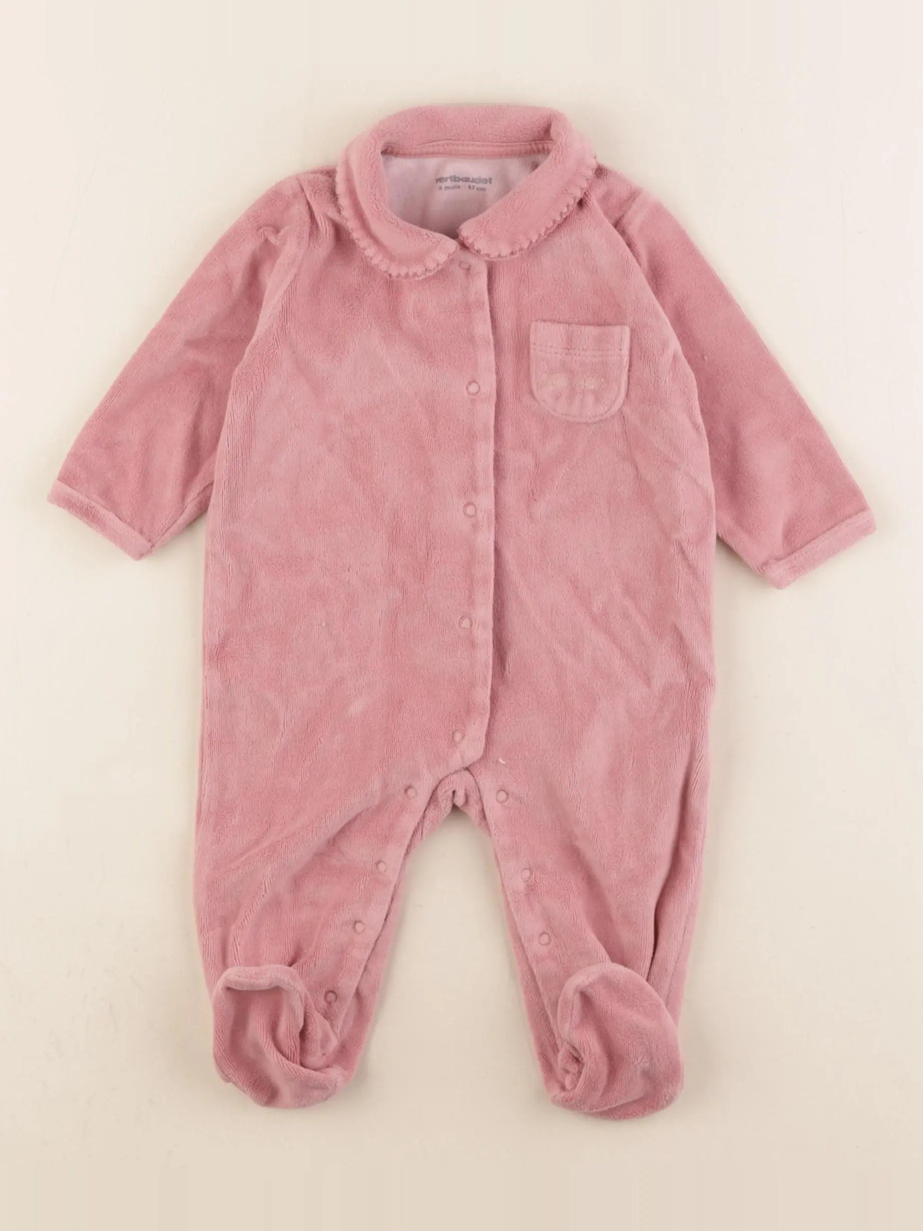 Vertbaudet - pyjama velours rose - 6 mois