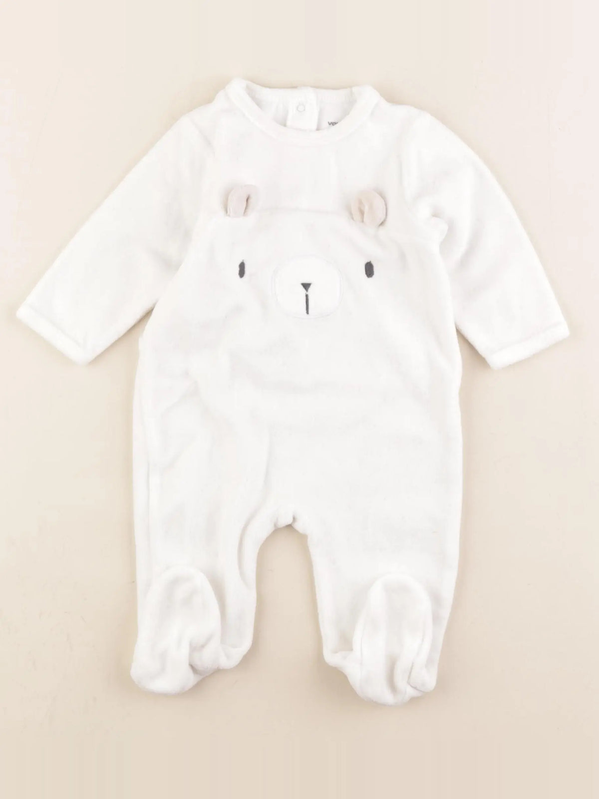 Vertbaudet - pyjama velours blanc - 6 mois