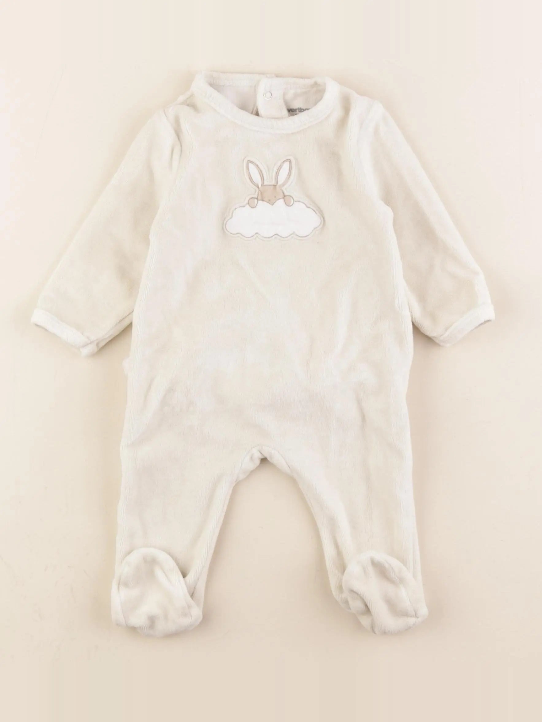 Vertbaudet - pyjama velours beige - 6 mois