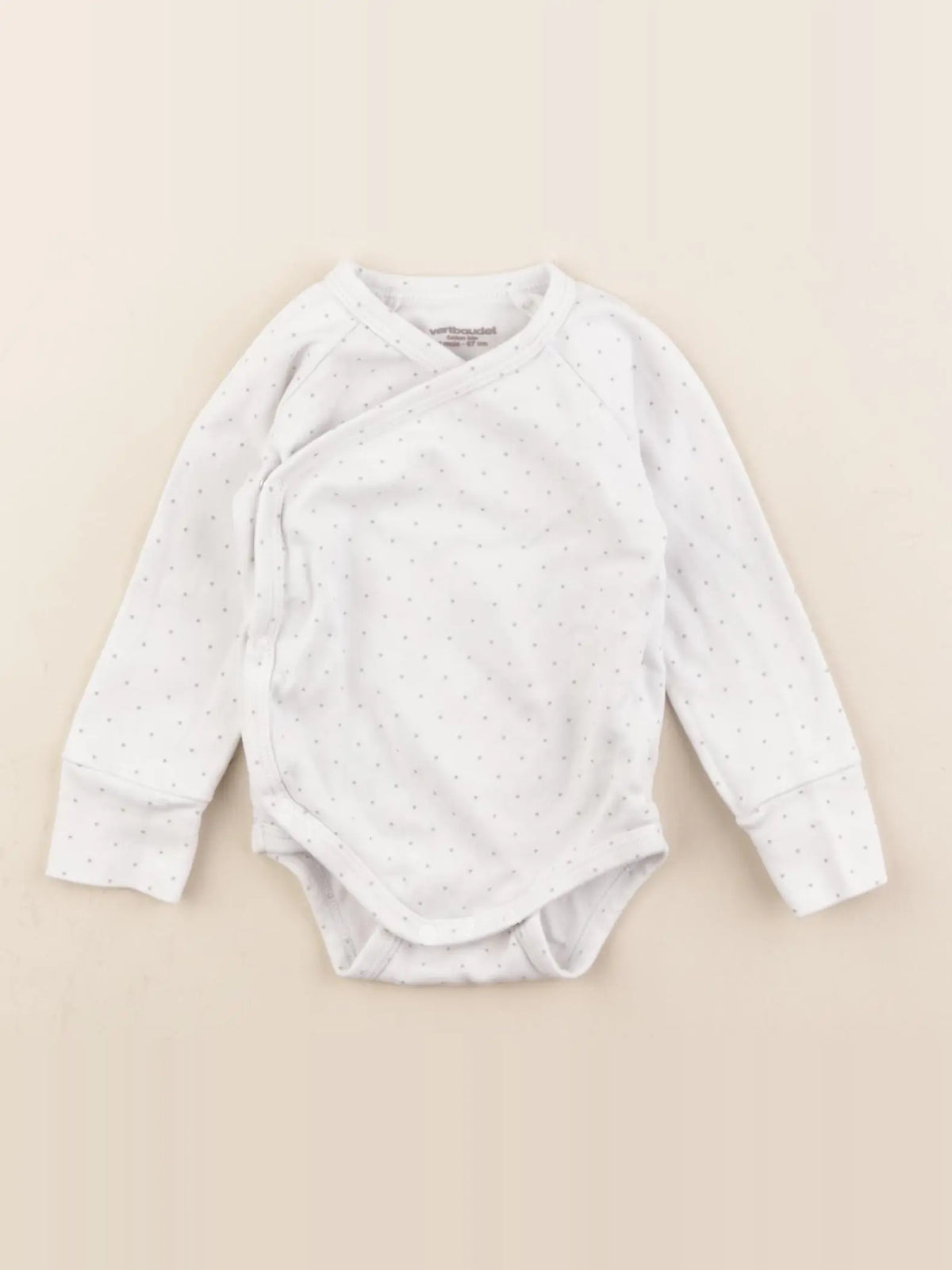 Vertbaudet - body blanc, gris - 6 mois