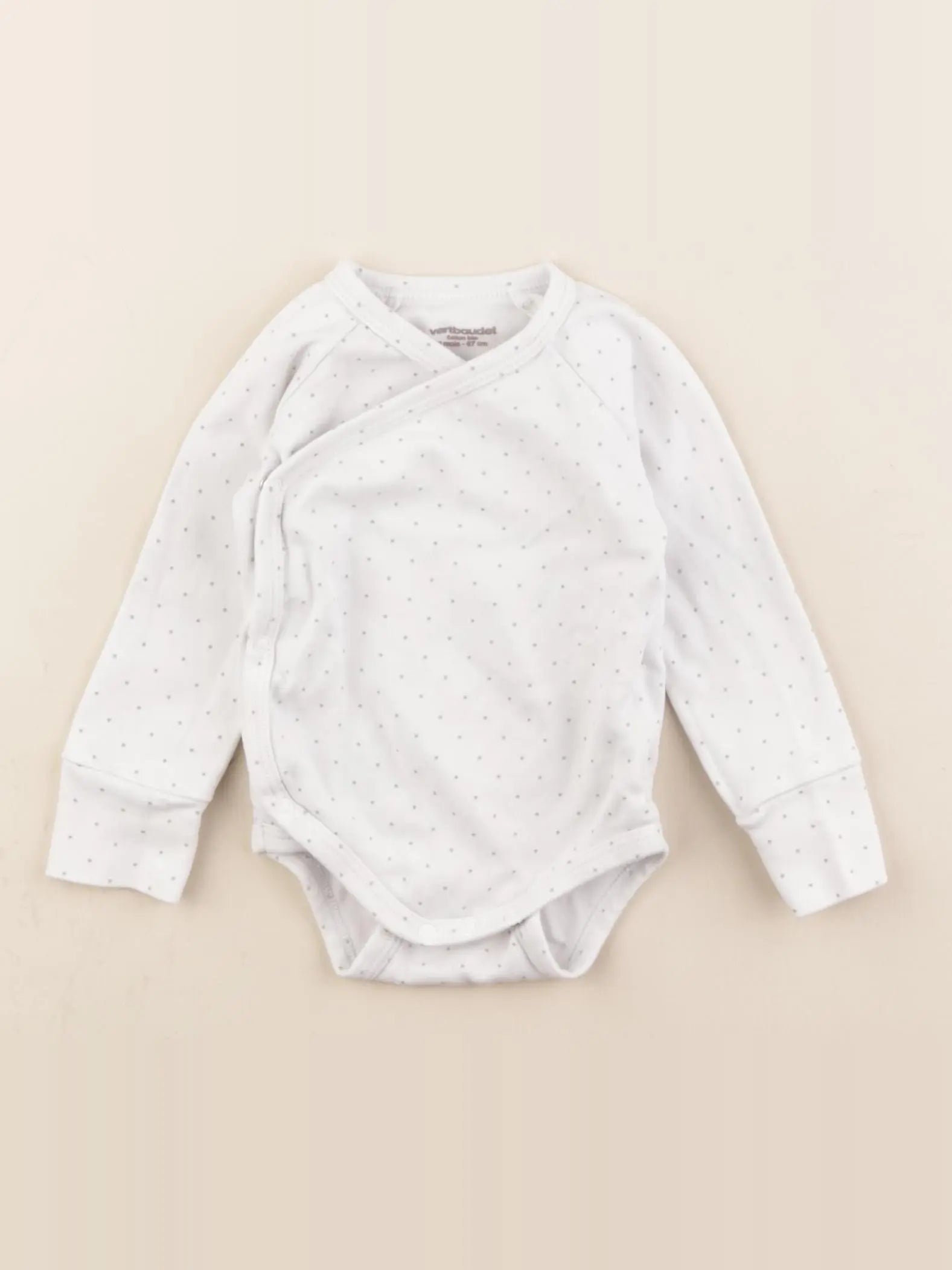 Vertbaudet - body blanc, gris - 6 mois