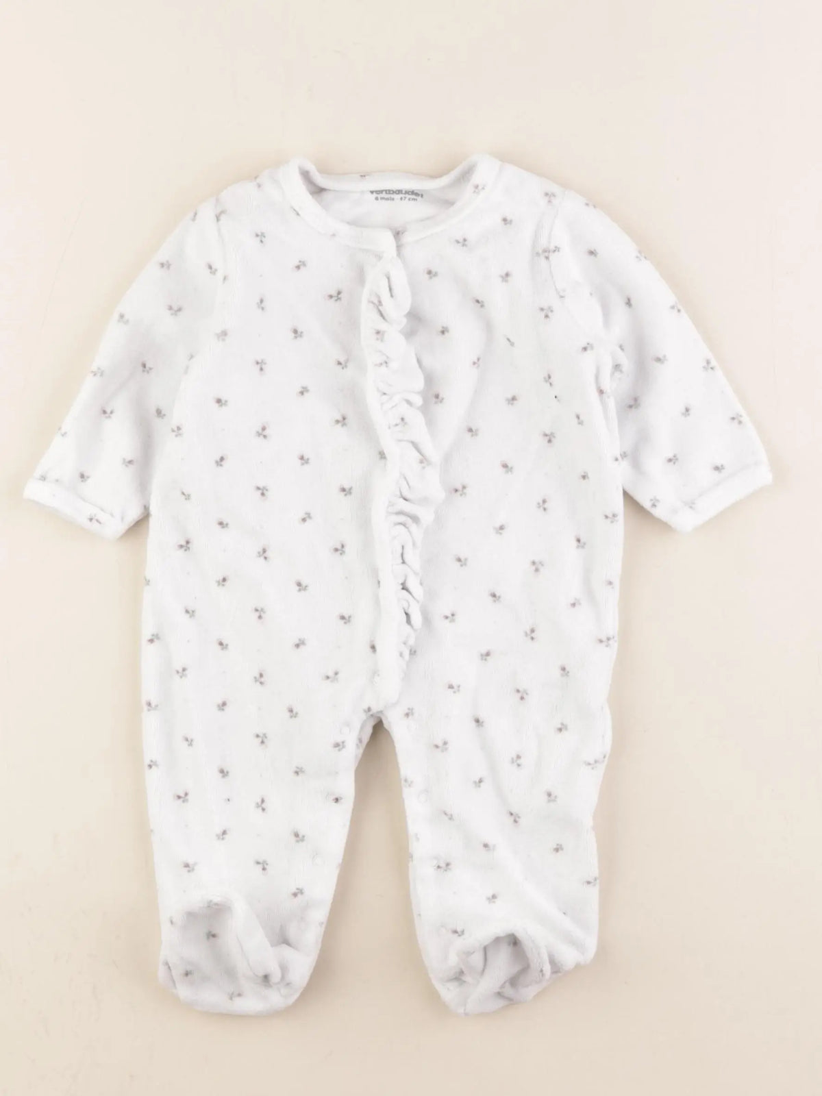 Vertbaudet - pyjama velours blanc - 6 mois