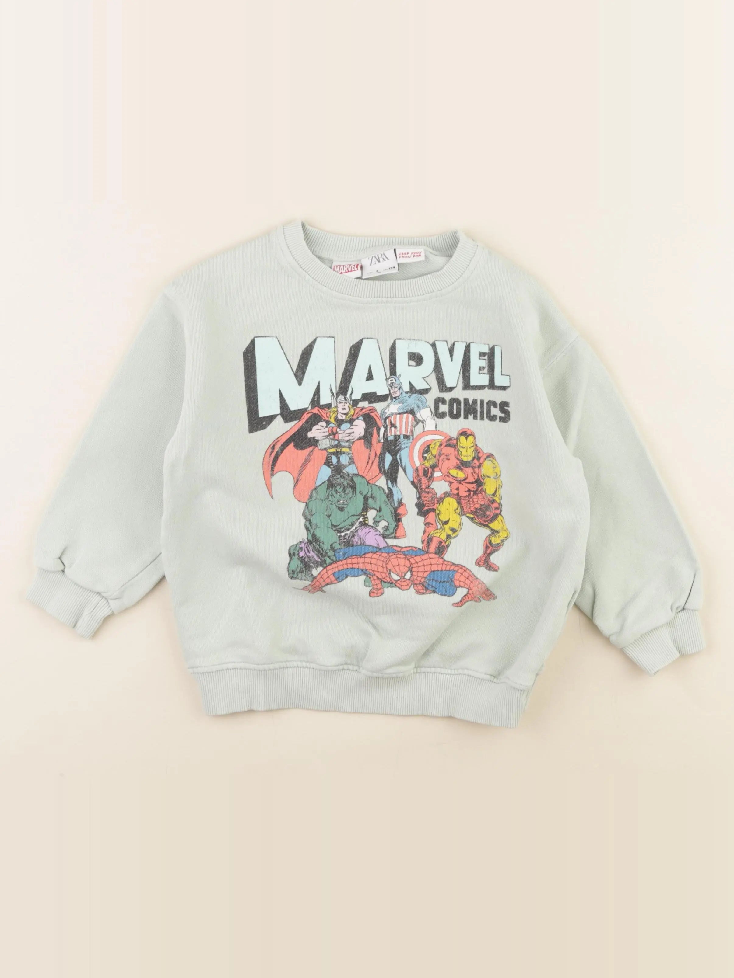 Zara - sweat imprimé au dos vert - 4 ans
