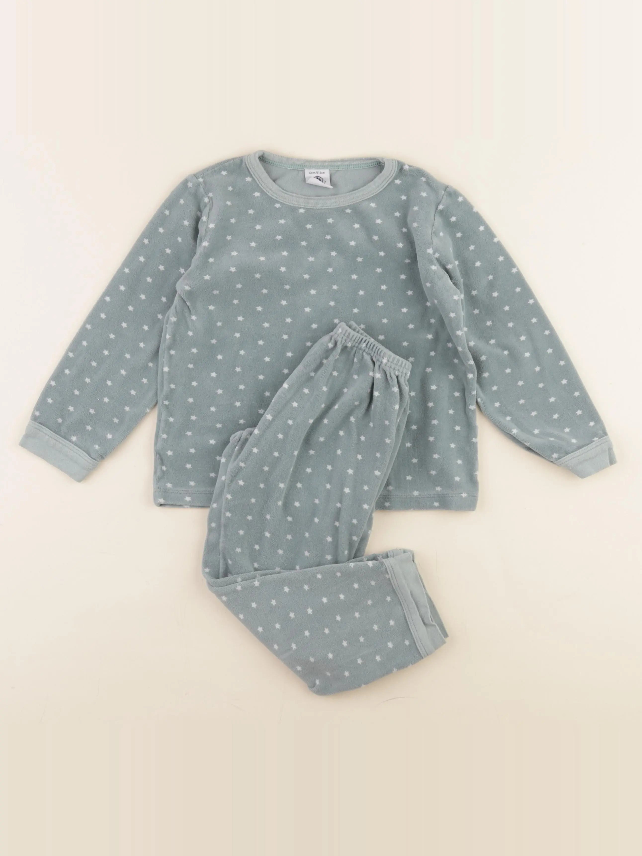 Petit Bateau - pyjama velours vert - 6 ans