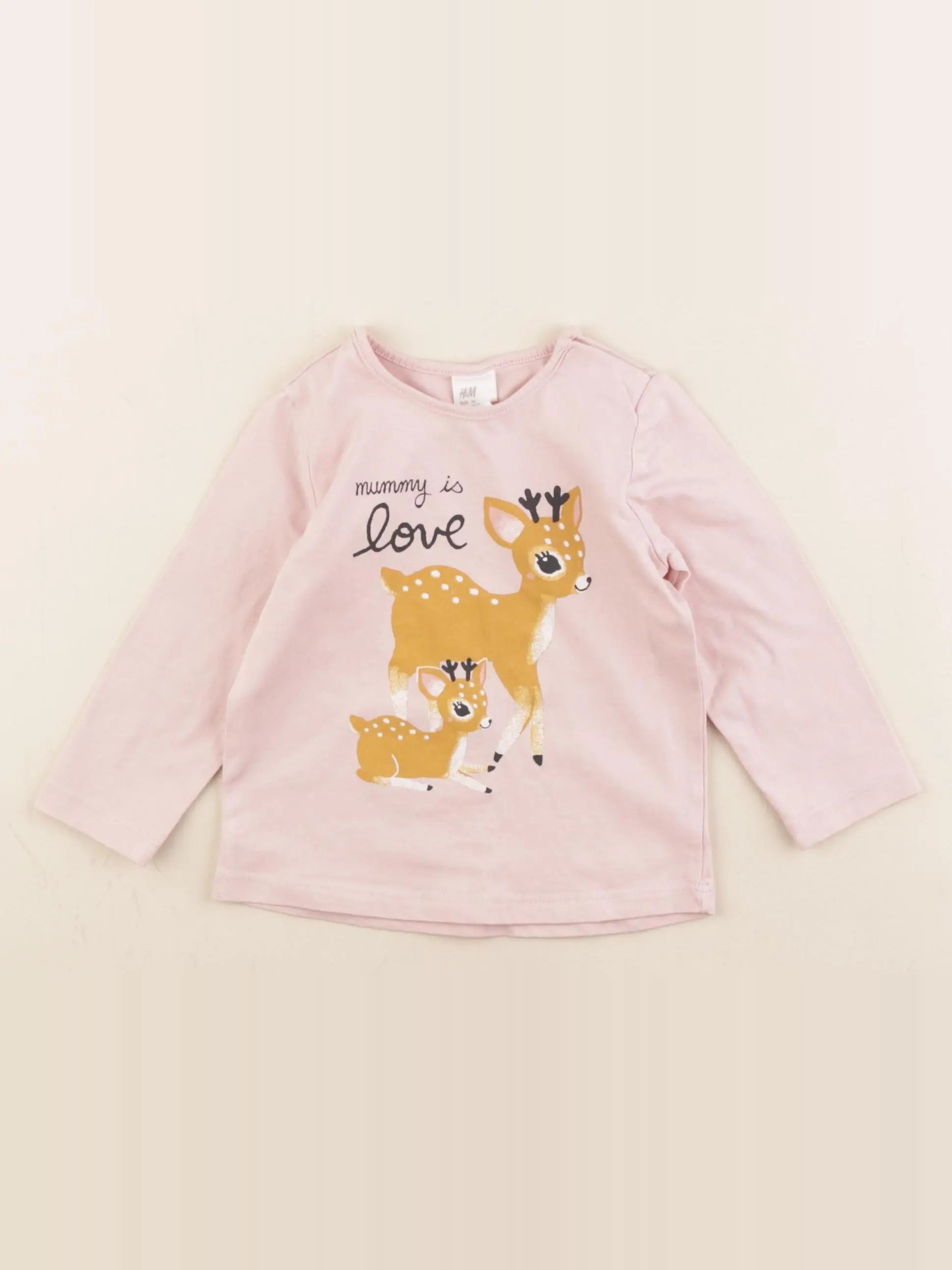 H&M - tee-shirt rose - 6/9 mois