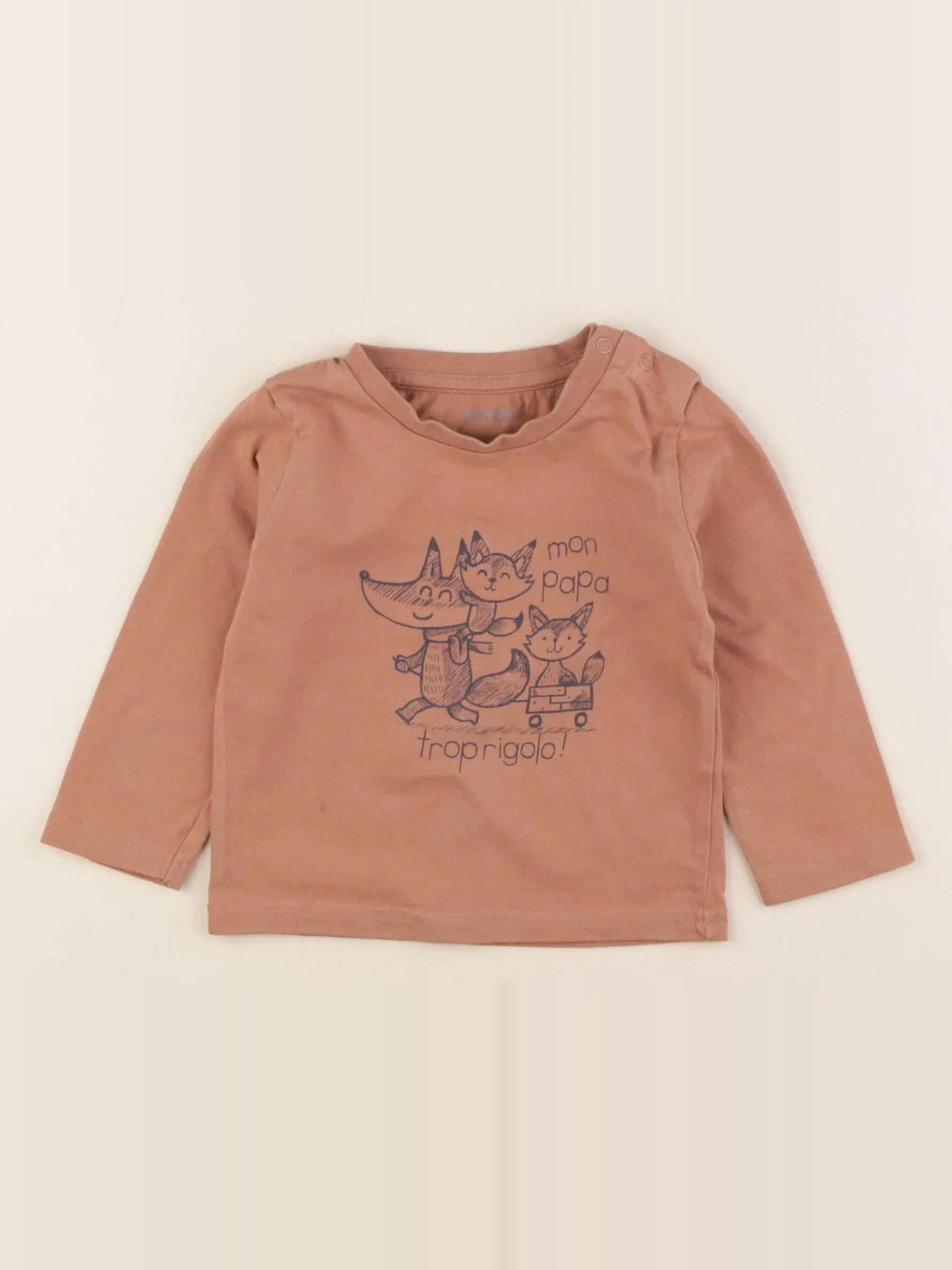 Vertbaudet - tee-shirt marron - 9 mois