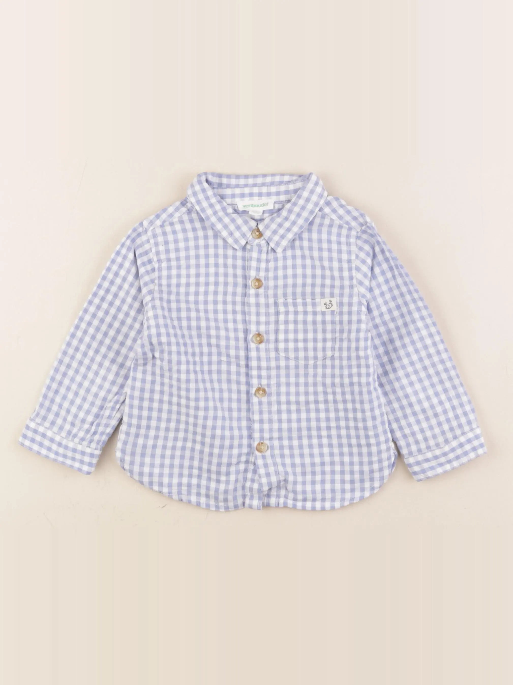 Vertbaudet - chemise bleu - 12 mois