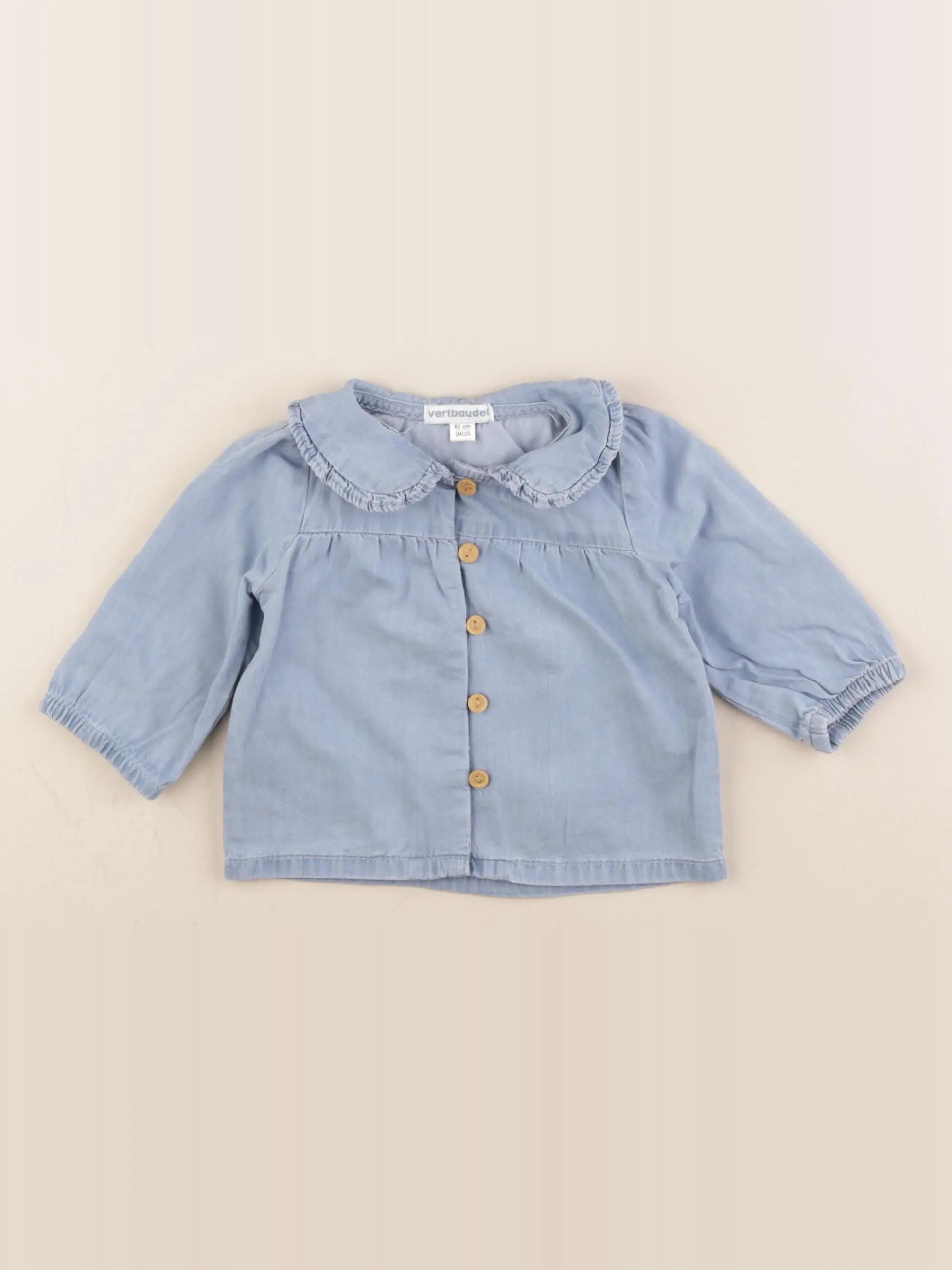 Vertbaudet - chemise bleu - 3 mois