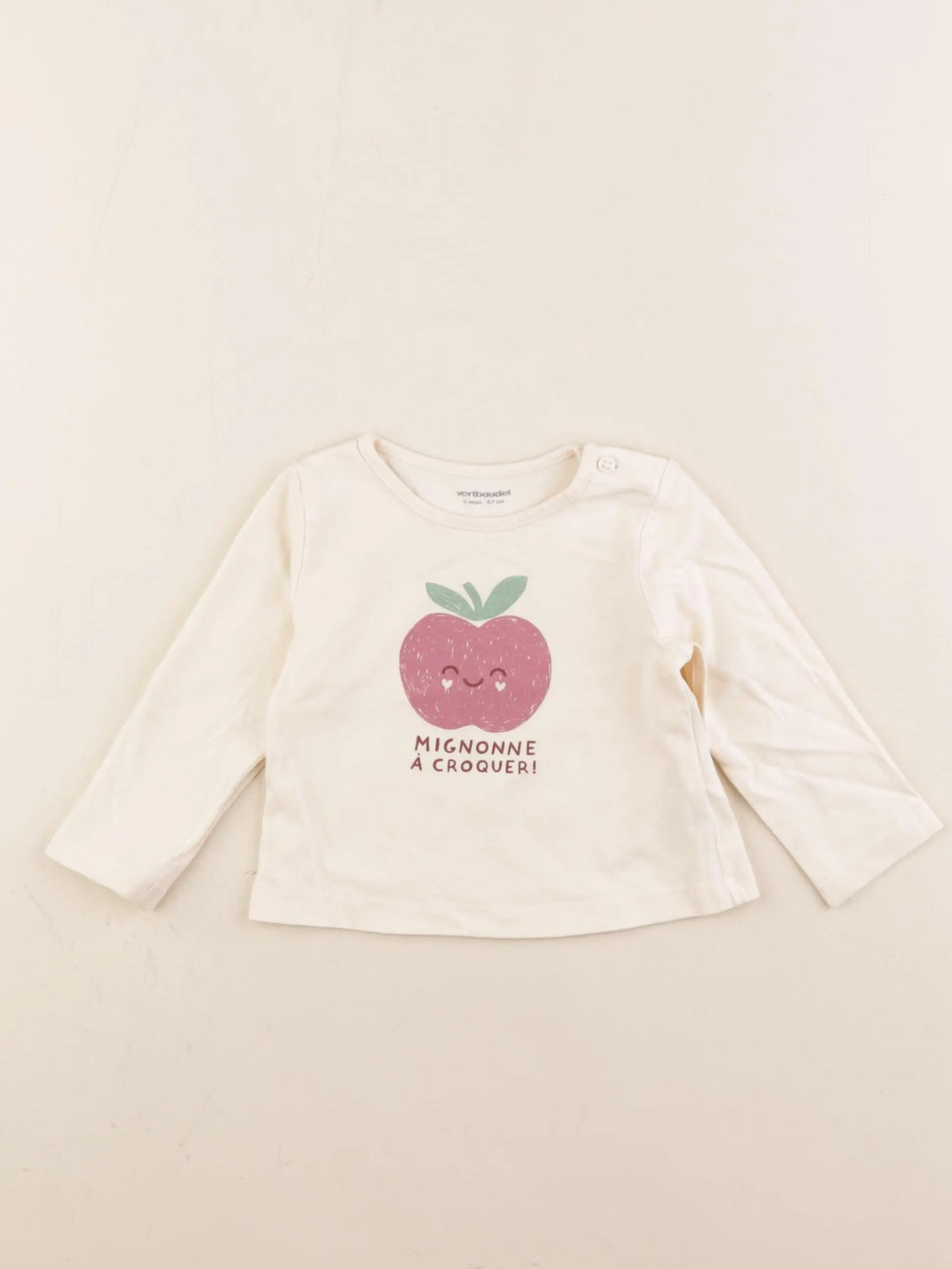 Vertbaudet - tee-shirt beige - 6 mois