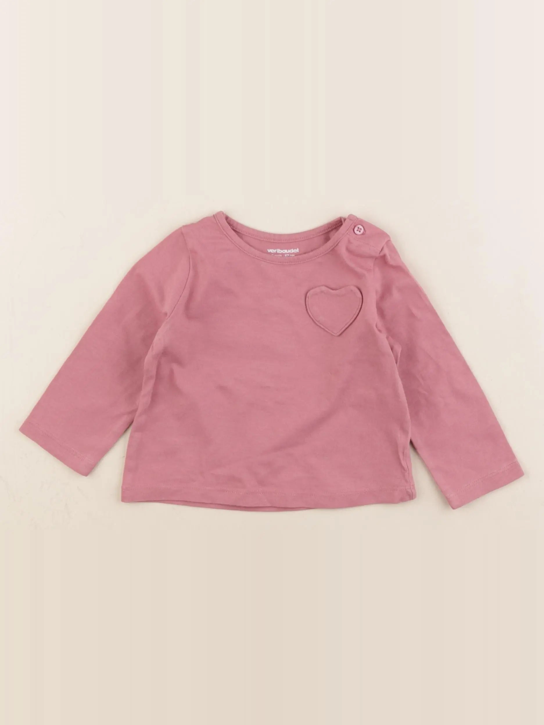 Vertbaudet - tee-shirt rose - 6 mois
