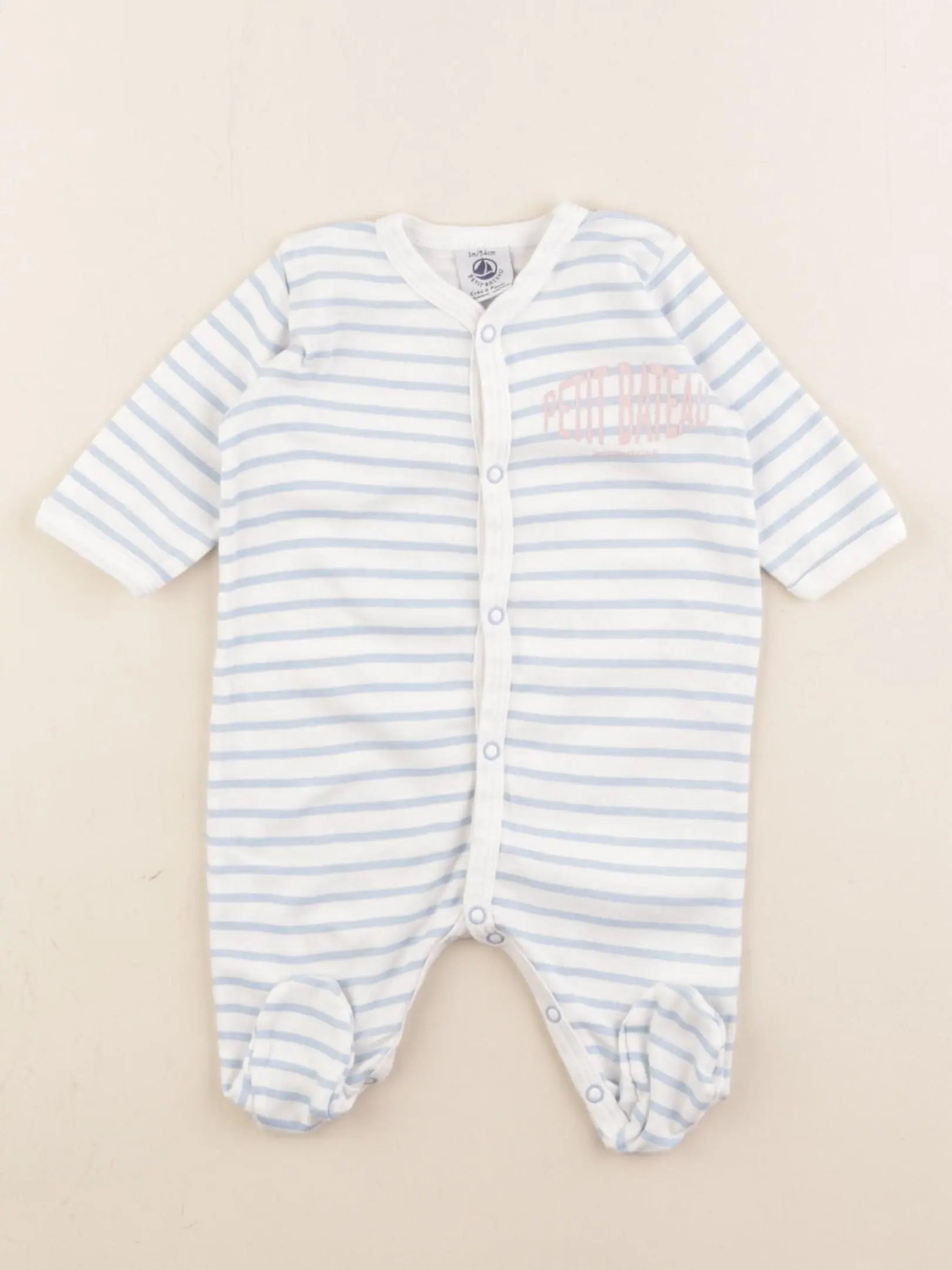 Petit Bateau - pyjama coton bleu - 1 mois