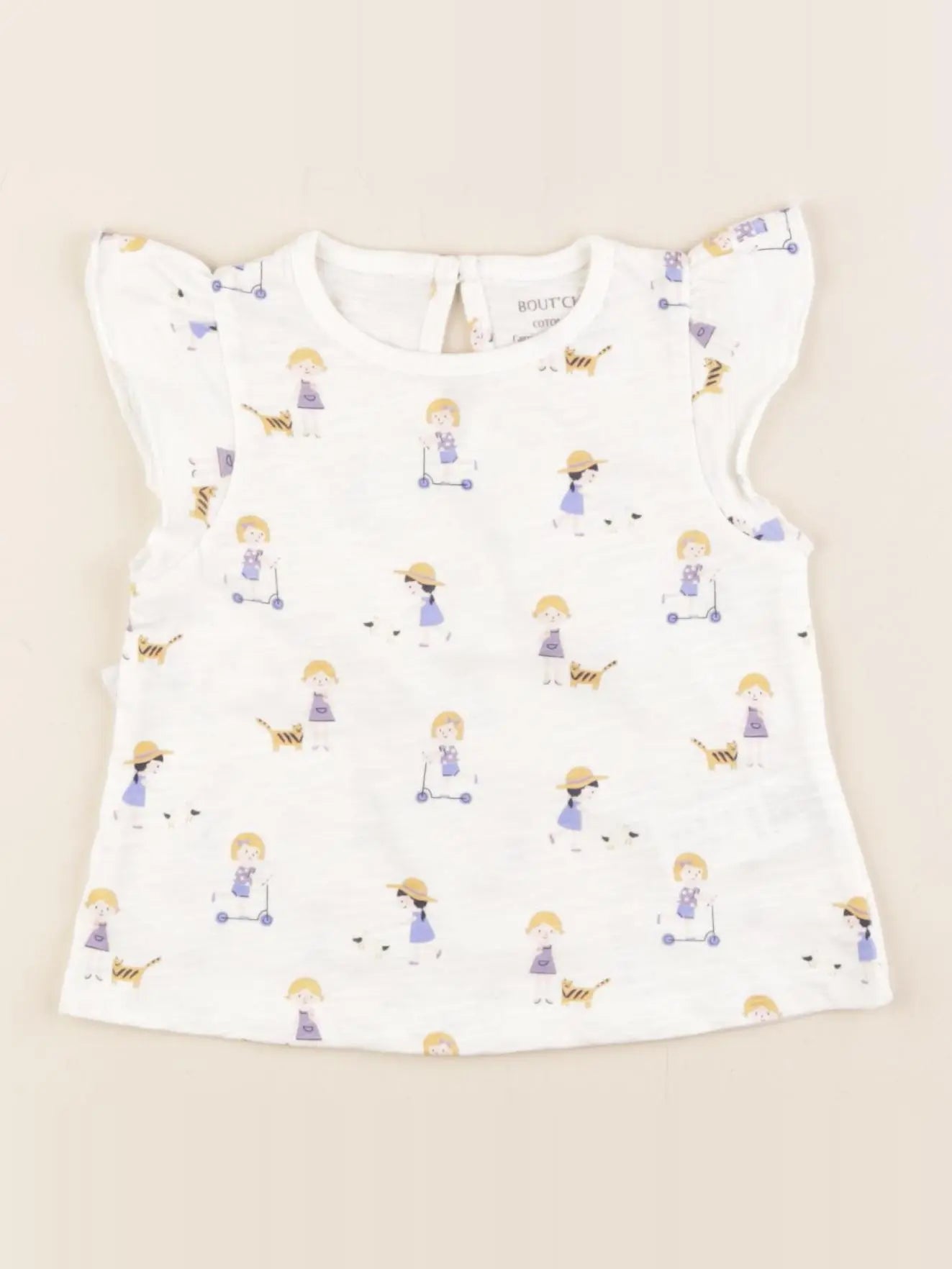 Boutchou - tee-shirt blanc, bleu - 6 mois