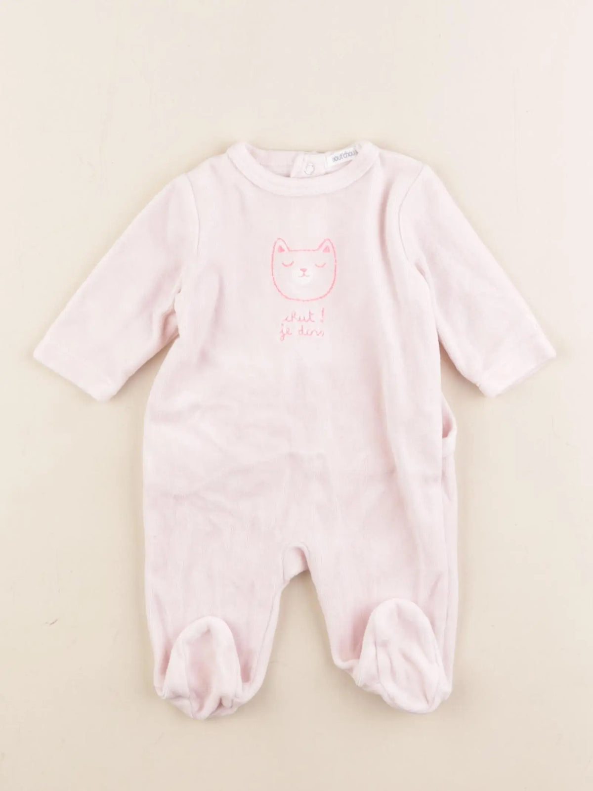 Boutchou - pyjama velours rose - 1 mois
