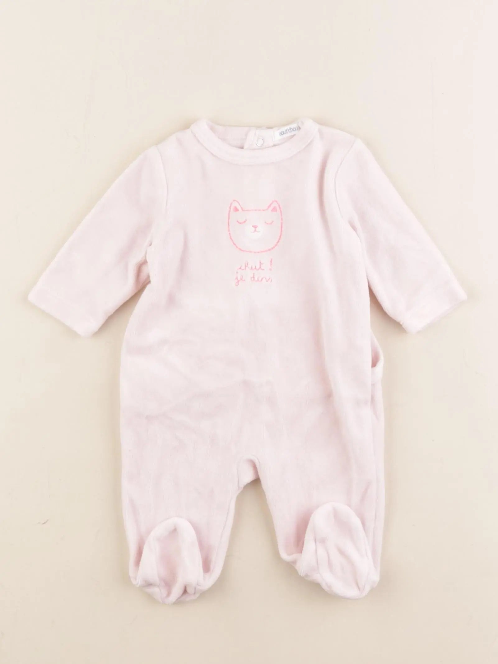 Boutchou - pyjama velours rose - 1 mois
