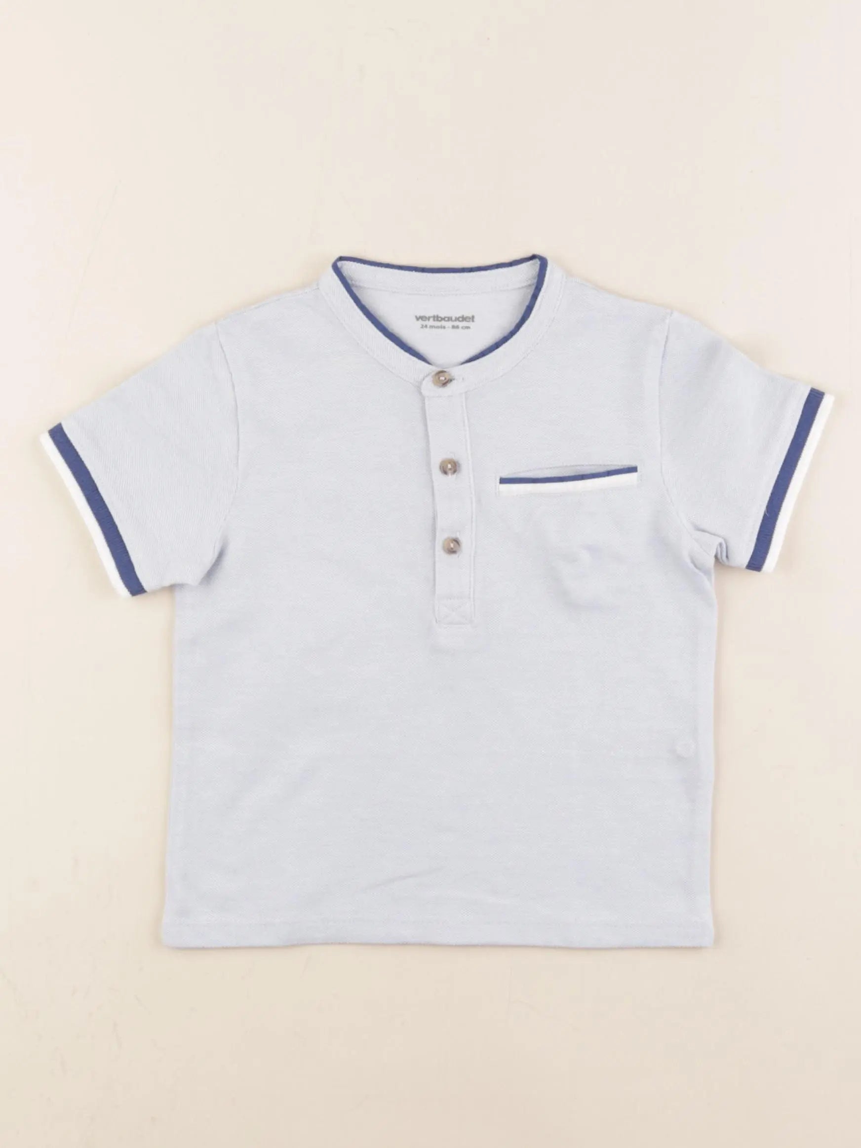 Vertbaudet - polo bleu - 24 mois