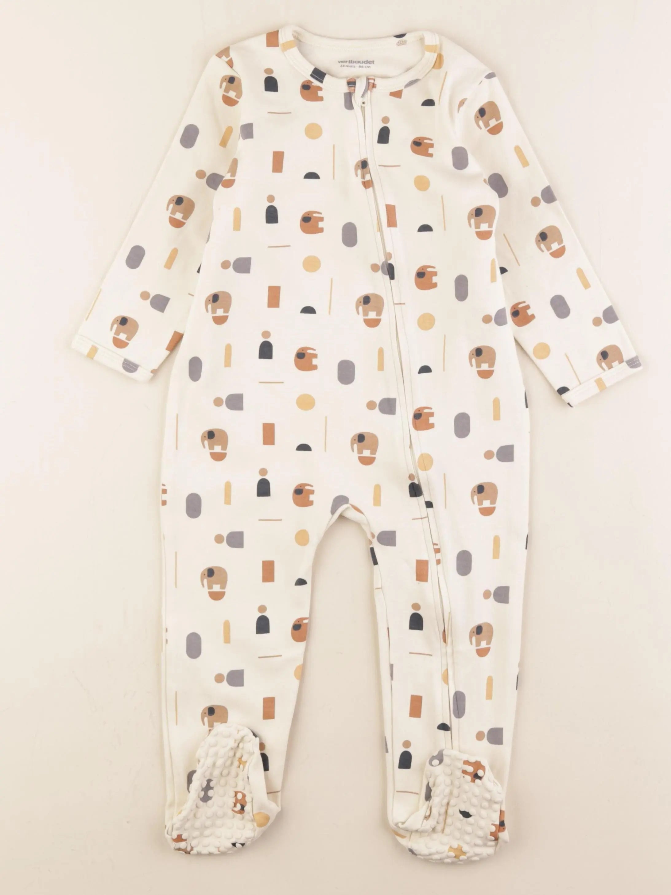 Vertbaudet - pyjama coton marron - 24 mois